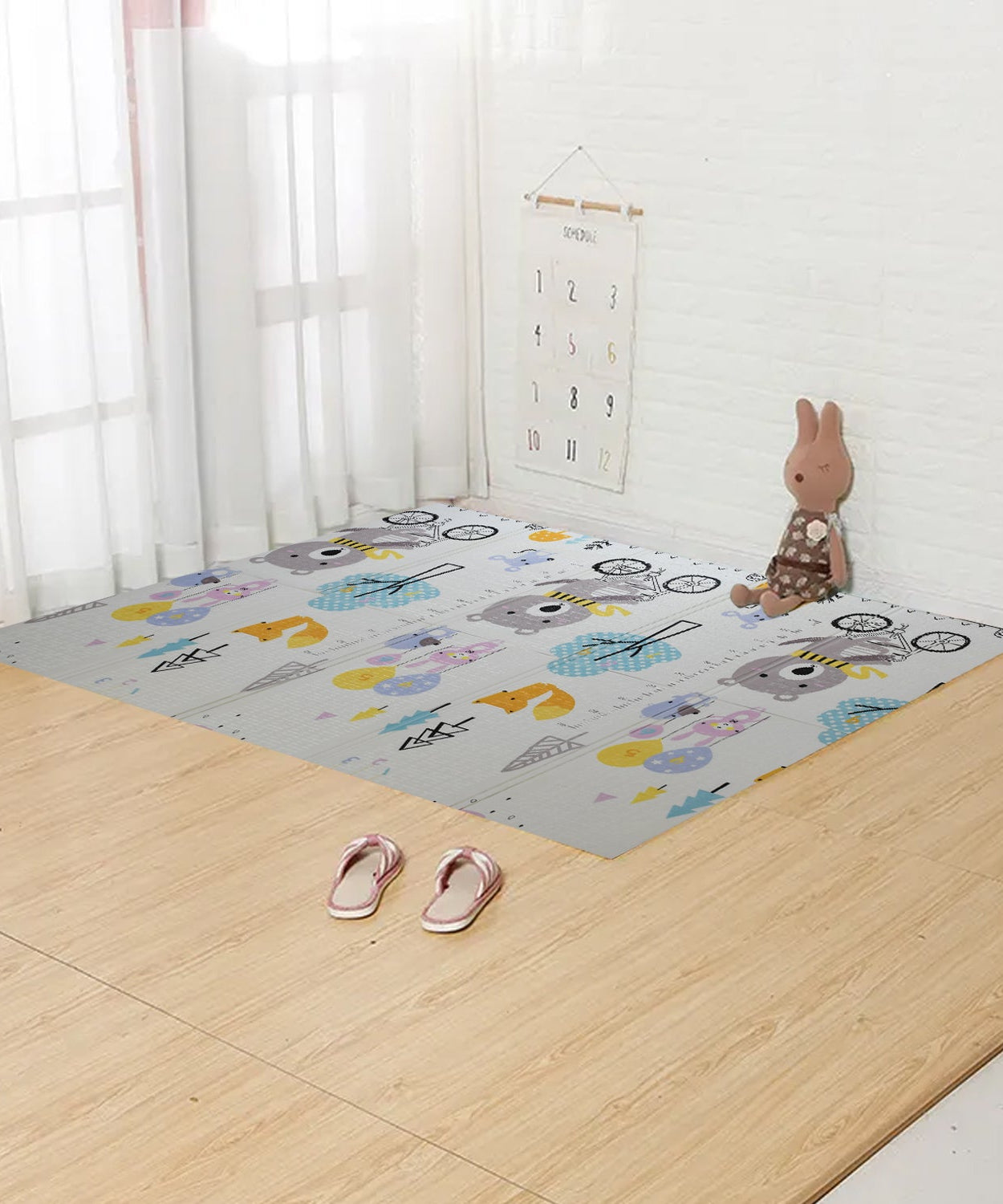 Waterproof and reversible foam baby play mat, 197x176 cm, large and toxic-free for safe play.