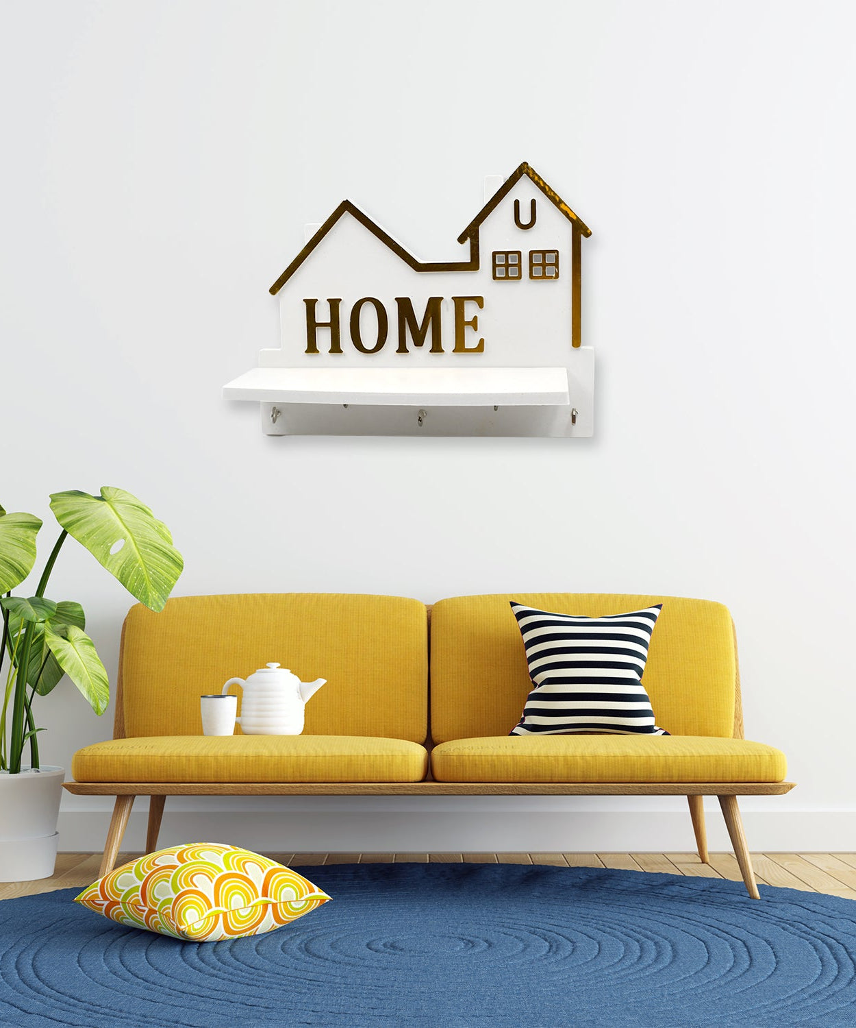 Wall-mounted antique key holder with hooks