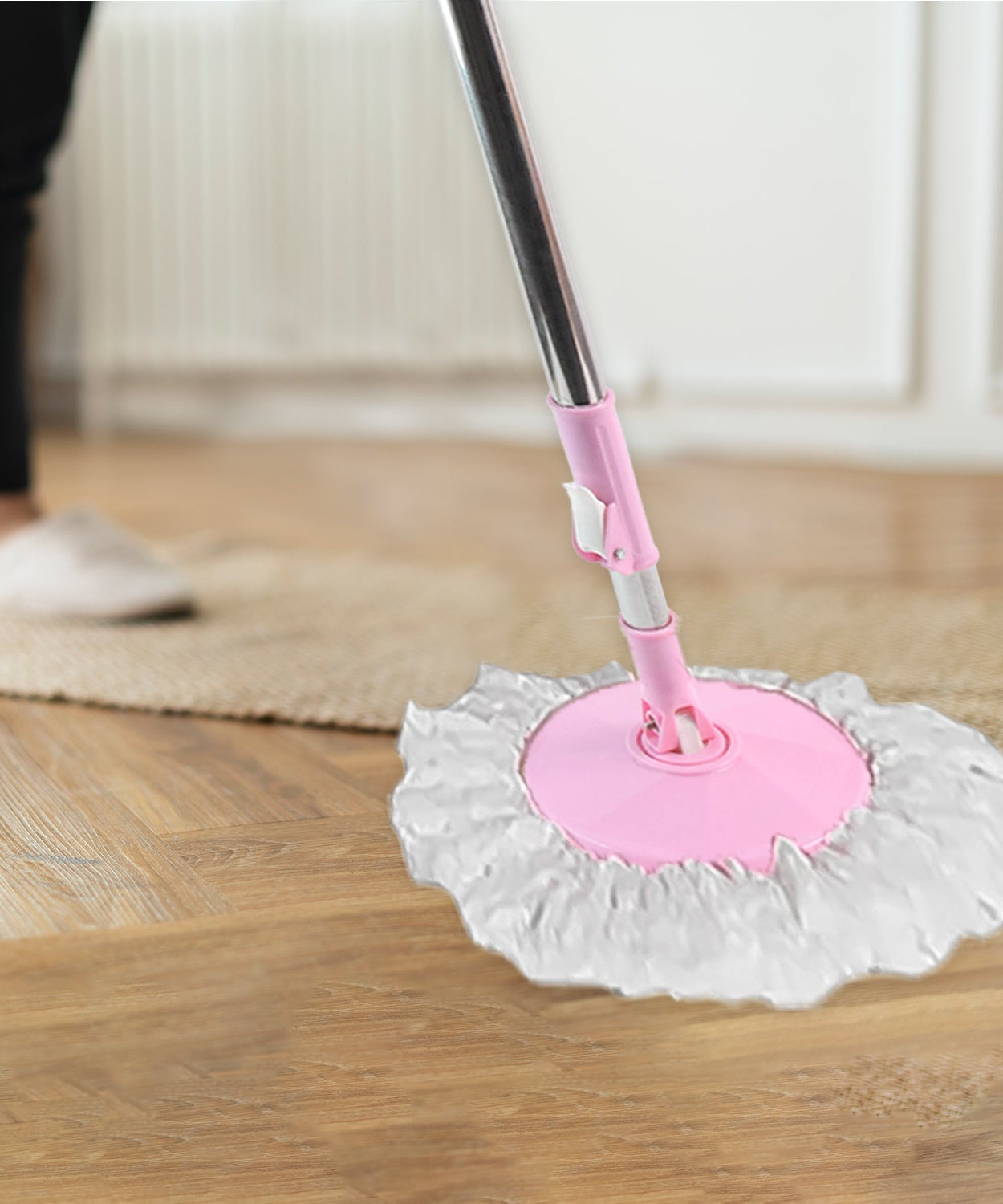 Home Cleaning Stainless Steel 360° Rotating Pole - Microfiber Mop with Adjustable Rod Stick Mix Color)