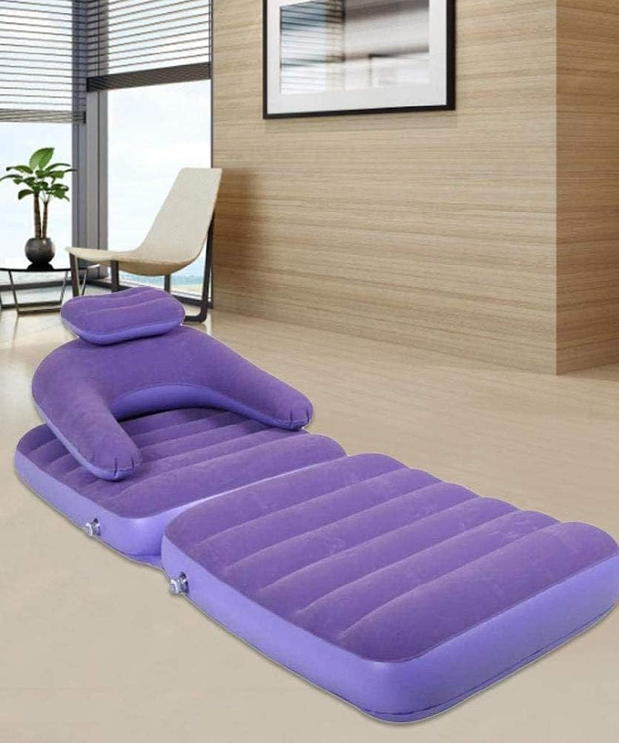 2 in 1 Air Mattress & Lounger, Portable Inflatable Mattress Air Sofa With Air Hand Pump (175×75 cm)