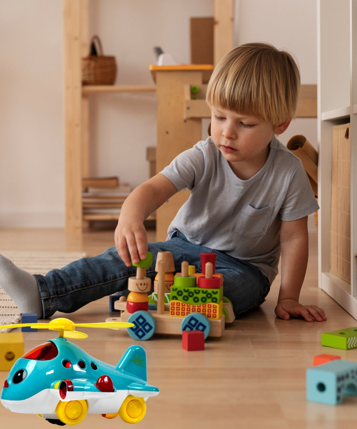 Toy airplane with moving parts