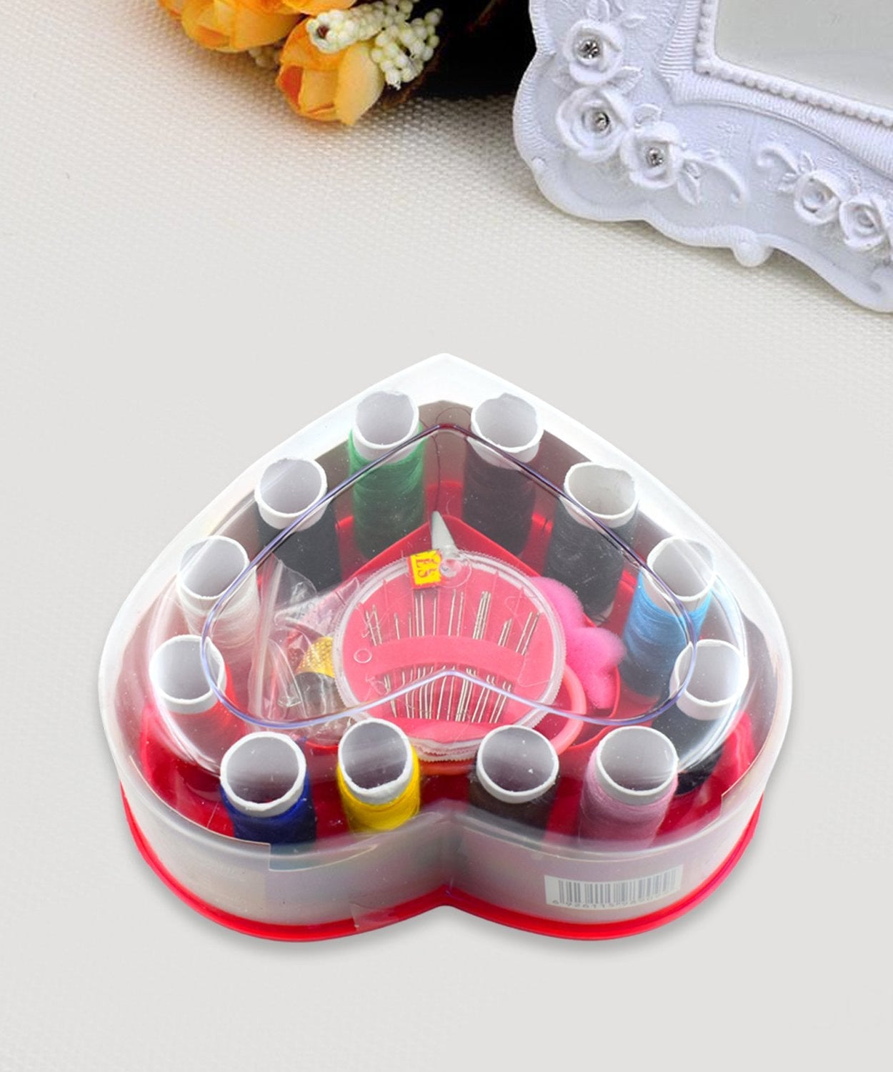 Heart-shaped sewing box with multi-functional design