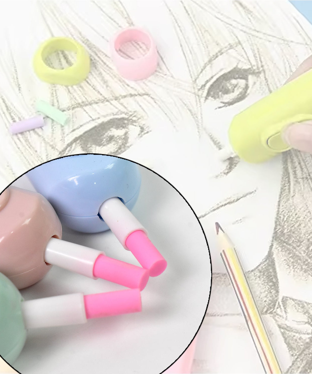 Electric Eraser Kit – Battery Operated with 10 Refills for Drawing & Sketching (Mix Design / Battery Not Included)
