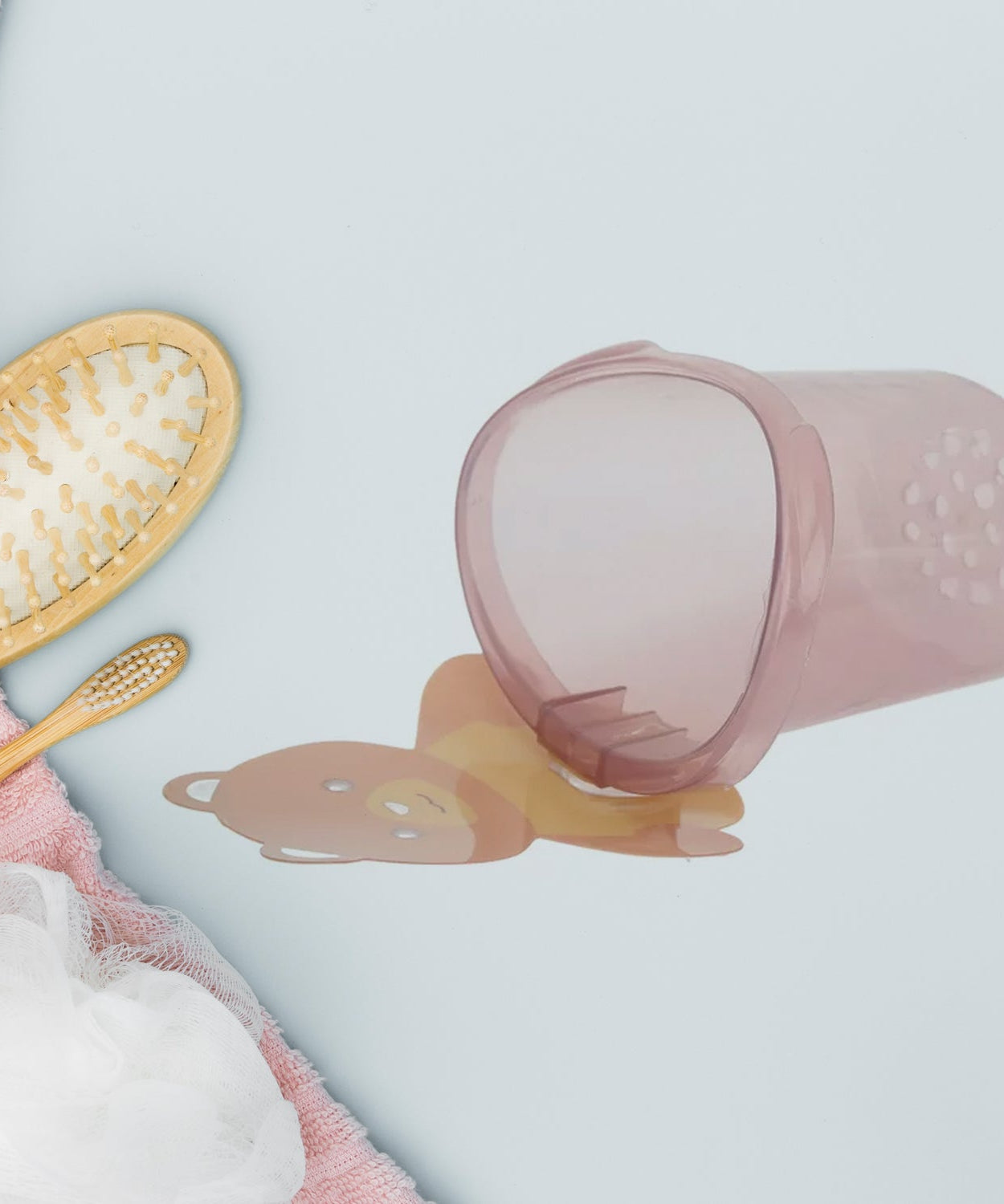 Teddy bear wall mount toothbrush holder