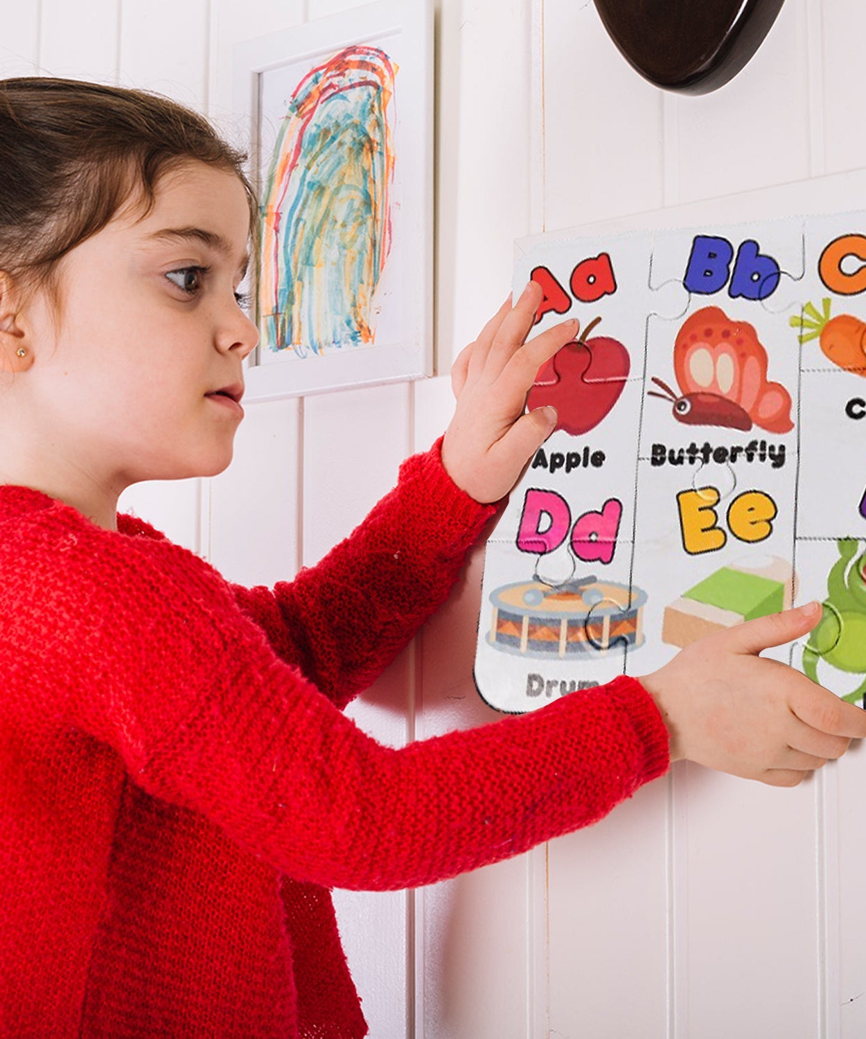 Educational jigsaw puzzle for toddlers, alphabet theme