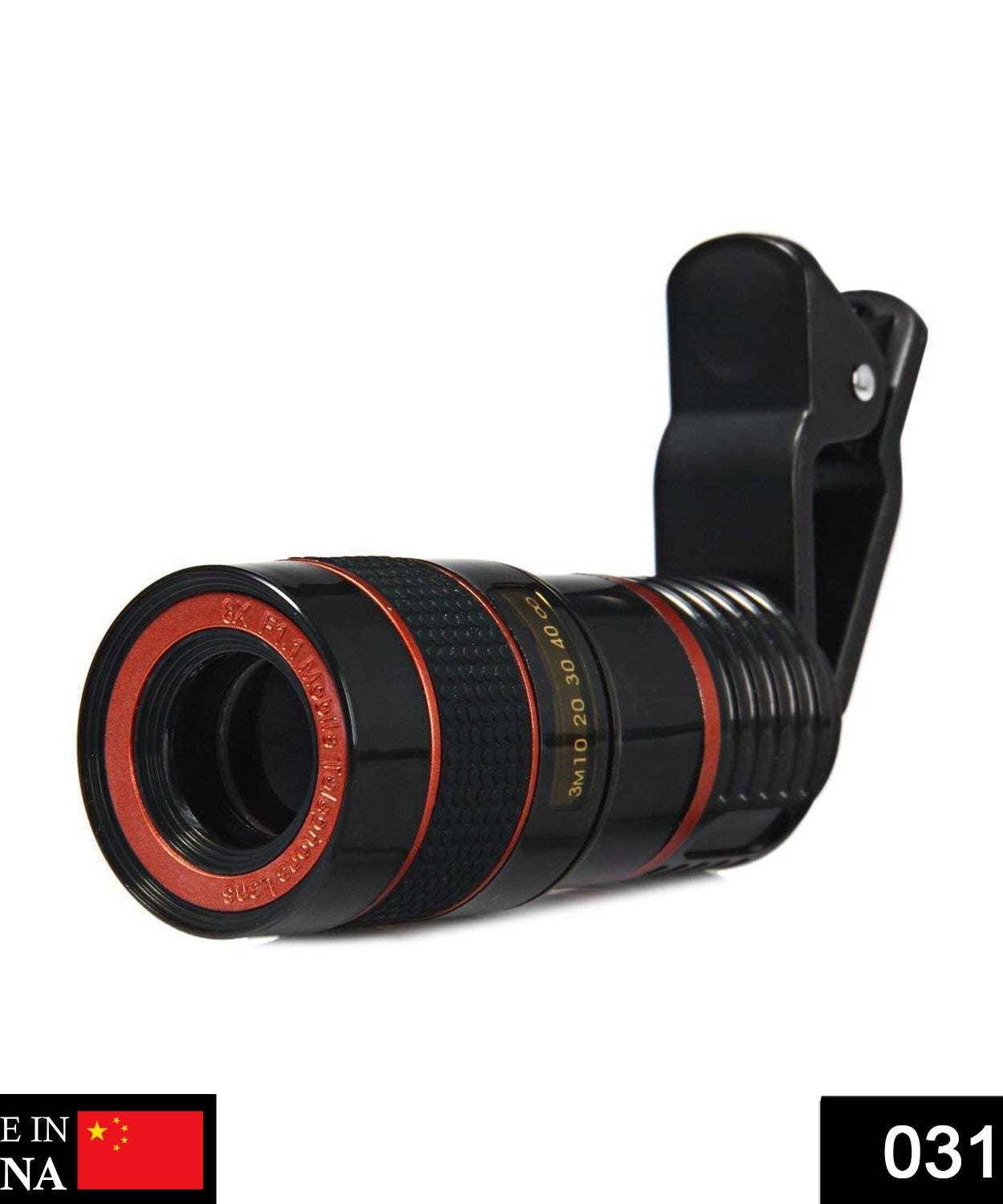 Clip-on phone lens with 8X zoom.