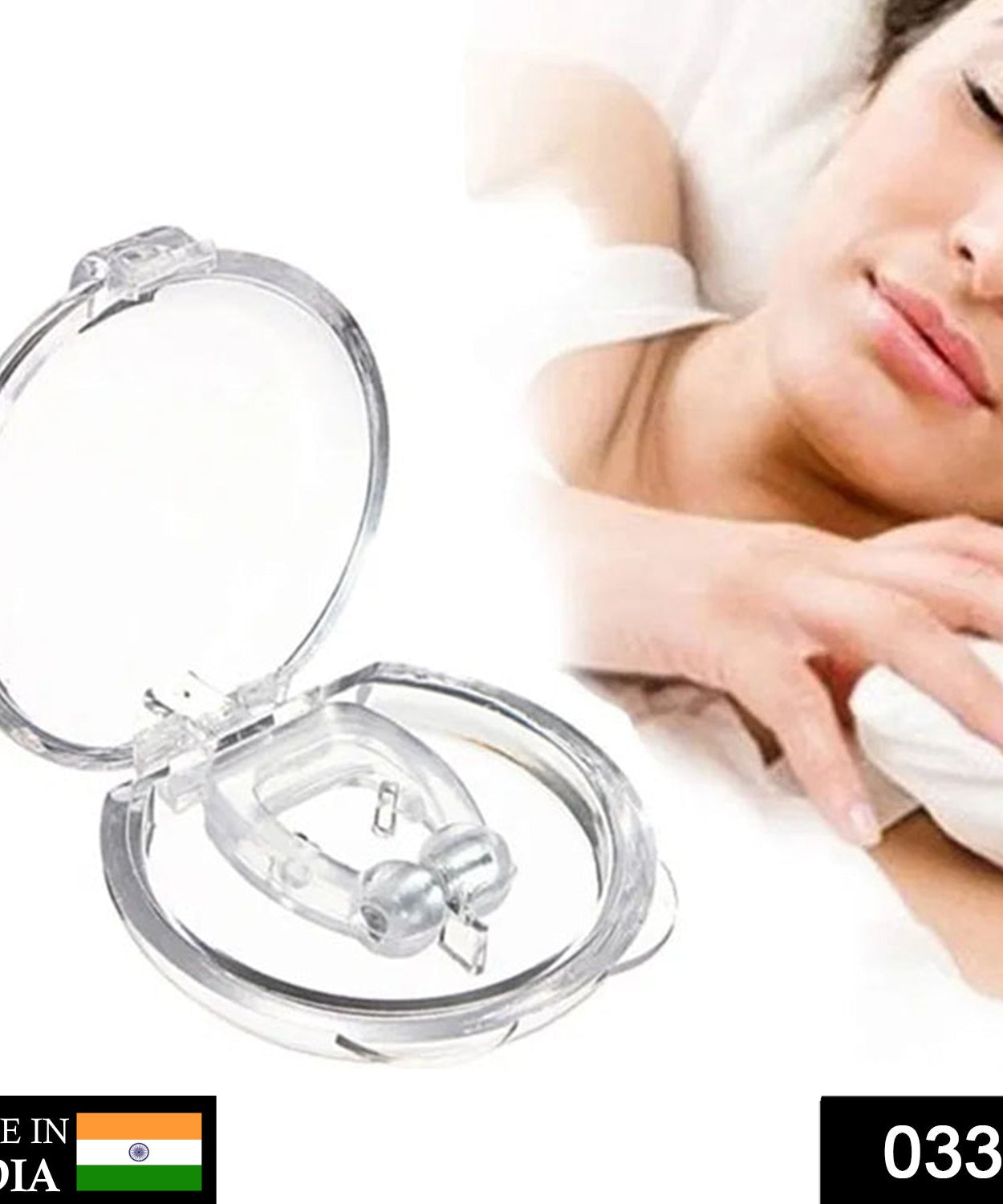 Anti-snoring device featuring a comfortable nose clip design for peaceful sleep.
