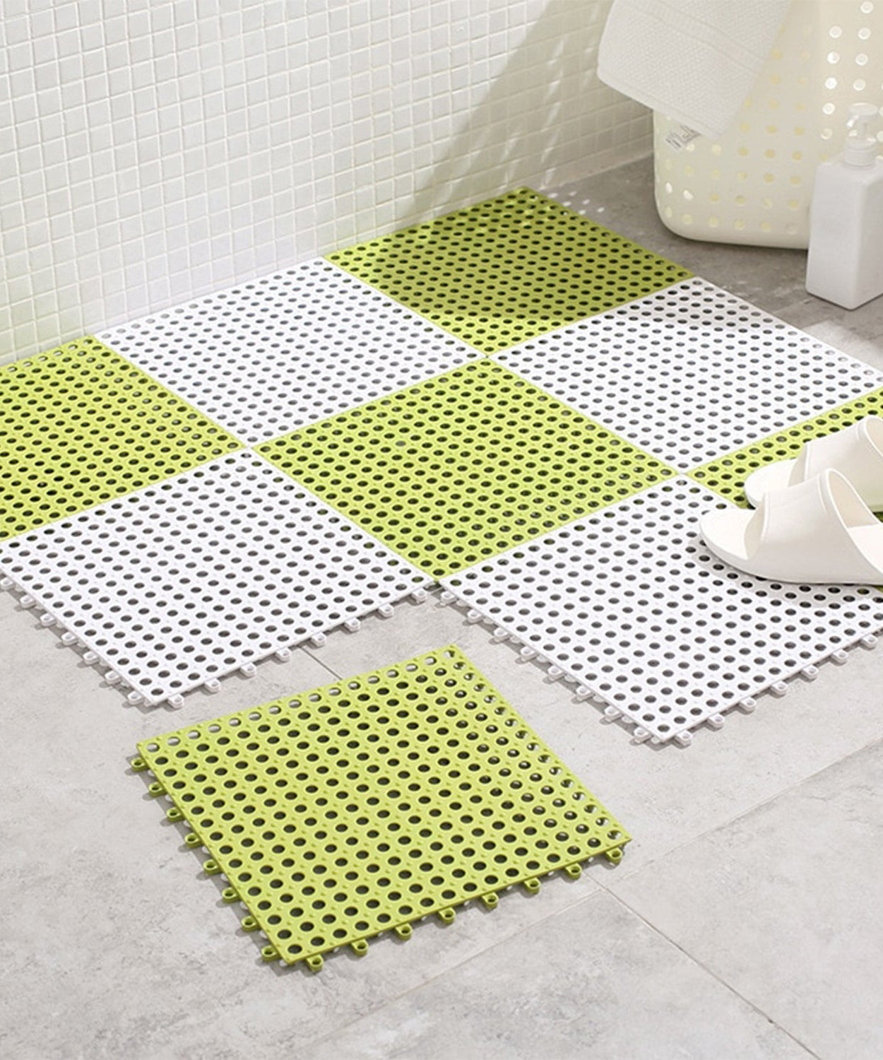 Bath mat for safety in the bathroom.