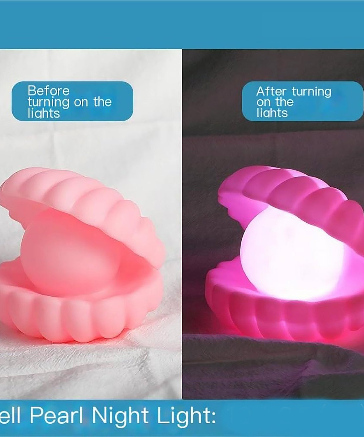 Pearl Shell Night Lamp Decorate Desk Lights Nursery Toy Lamp Led Pearl Shell Night Lights for Bedroom & Home (Small Battery Operated)
