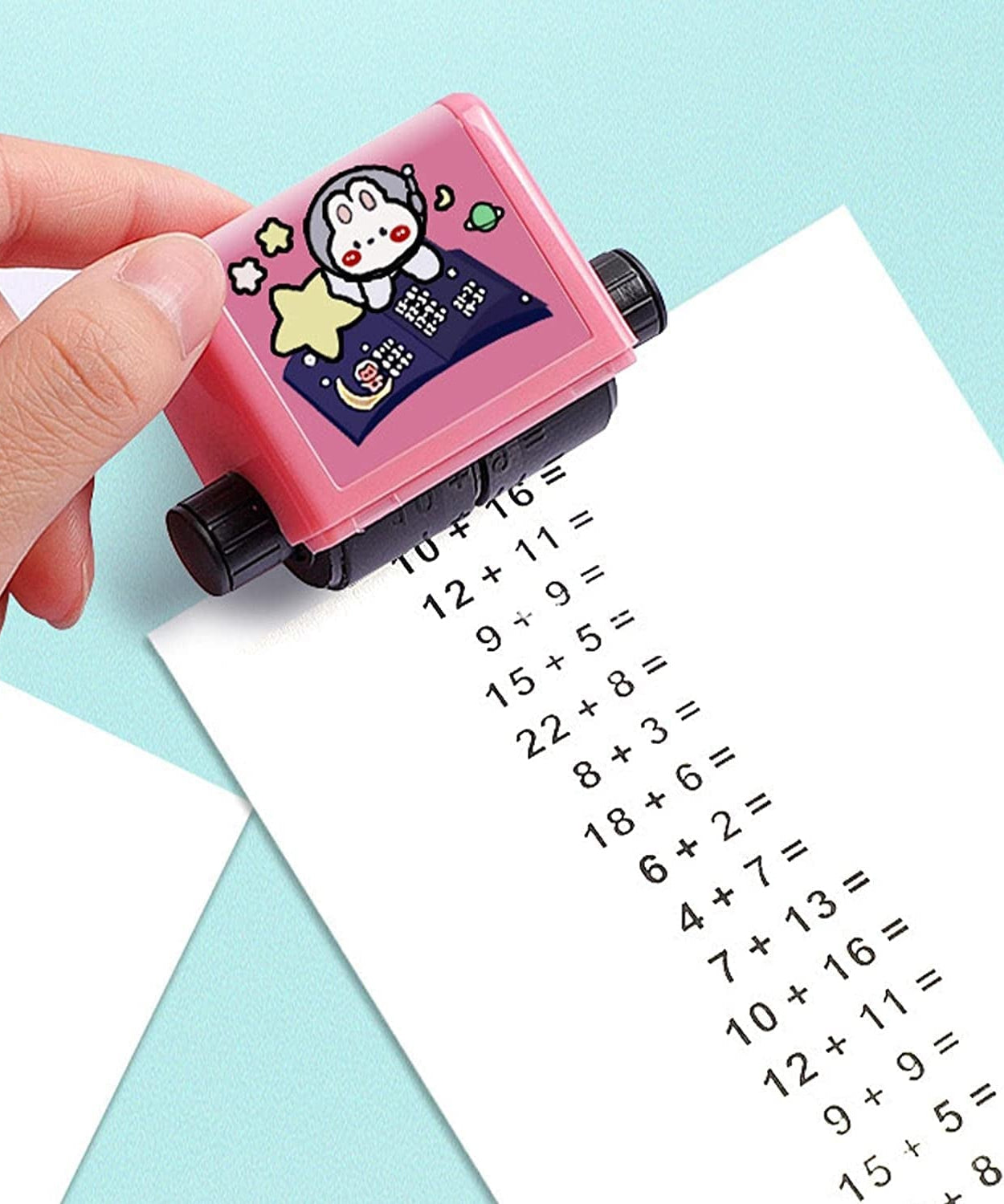 Addition and subtraction roller stamp for classrooms.