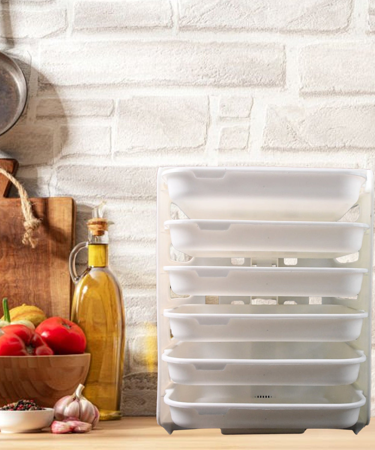 Plastic 6 Layer Wall-Mounted Food Organizer Rack (1 Set)