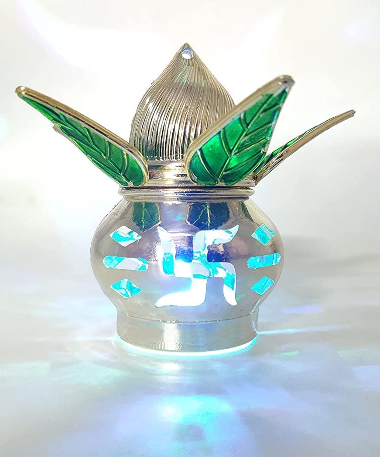 Gold Plated Eco Friendly LED Kalash  for Pooja Mandir, Ganesh Ganesha (1 pc / Multicolor LED)