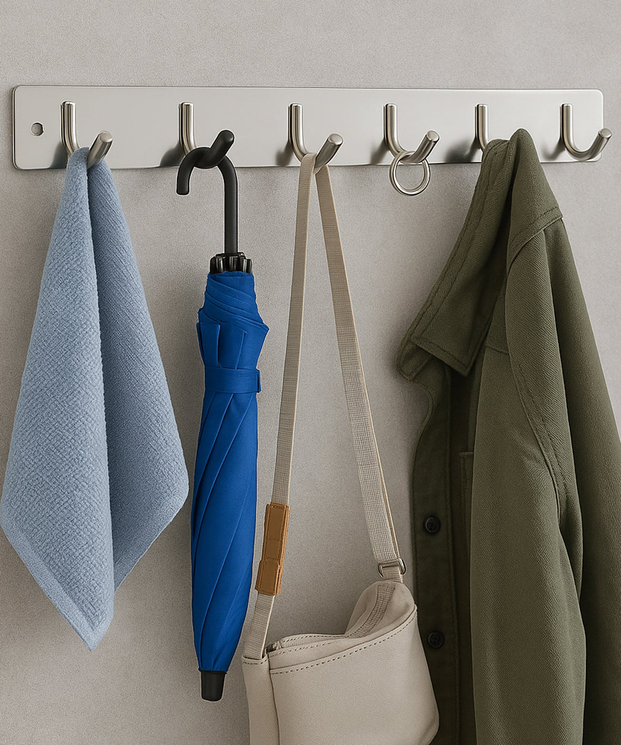 Stainless Steel Wall Mounted Coat 6 Hook Rack (32x3 / 1Pc)