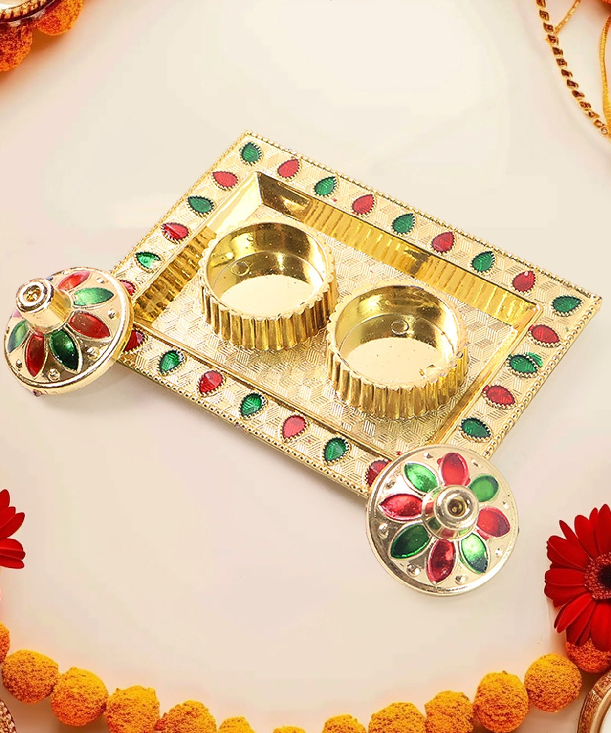 Rakasha Bandhan Special Puja Thali, Kumkum Thali Holder, Pooja Return Gift, Indian Housewarming Gifts, Brother / Bhai / Bhabhi / Sister / Family   for Rakshabandhan, Diwali