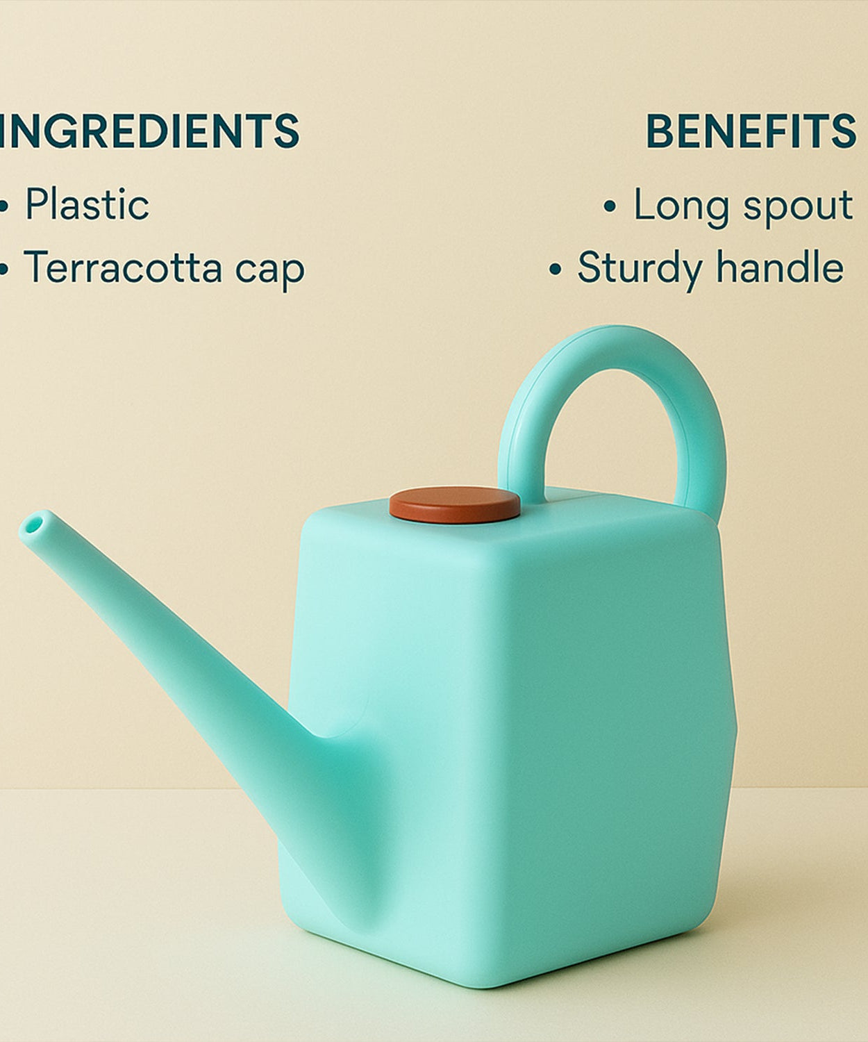 2 Litre Heavy-Duty Plastic Gardening Watering Can with Long Spout & Ergonomic Handle