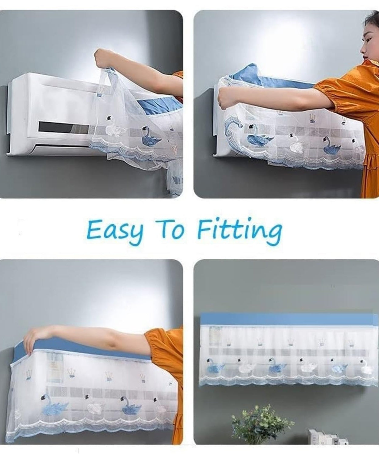 Ac Cover Air Conditioning Dust Cover Folding Designer (Approx 1 Ton / 1 Pc / ac curtain / Mix Design)