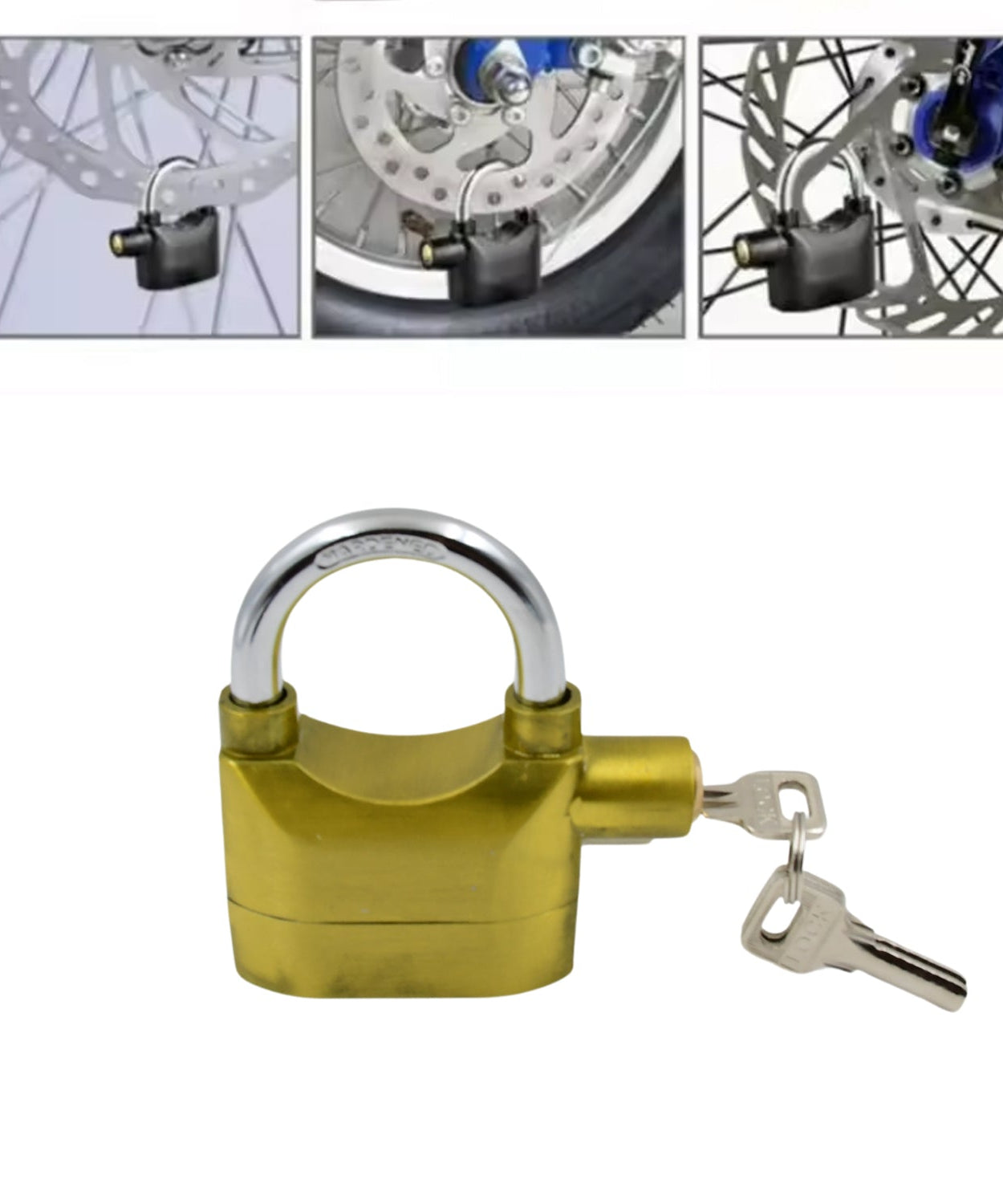 Security Alarm Metallic Lock System with 3 Keys (1 Set / Mix Color)