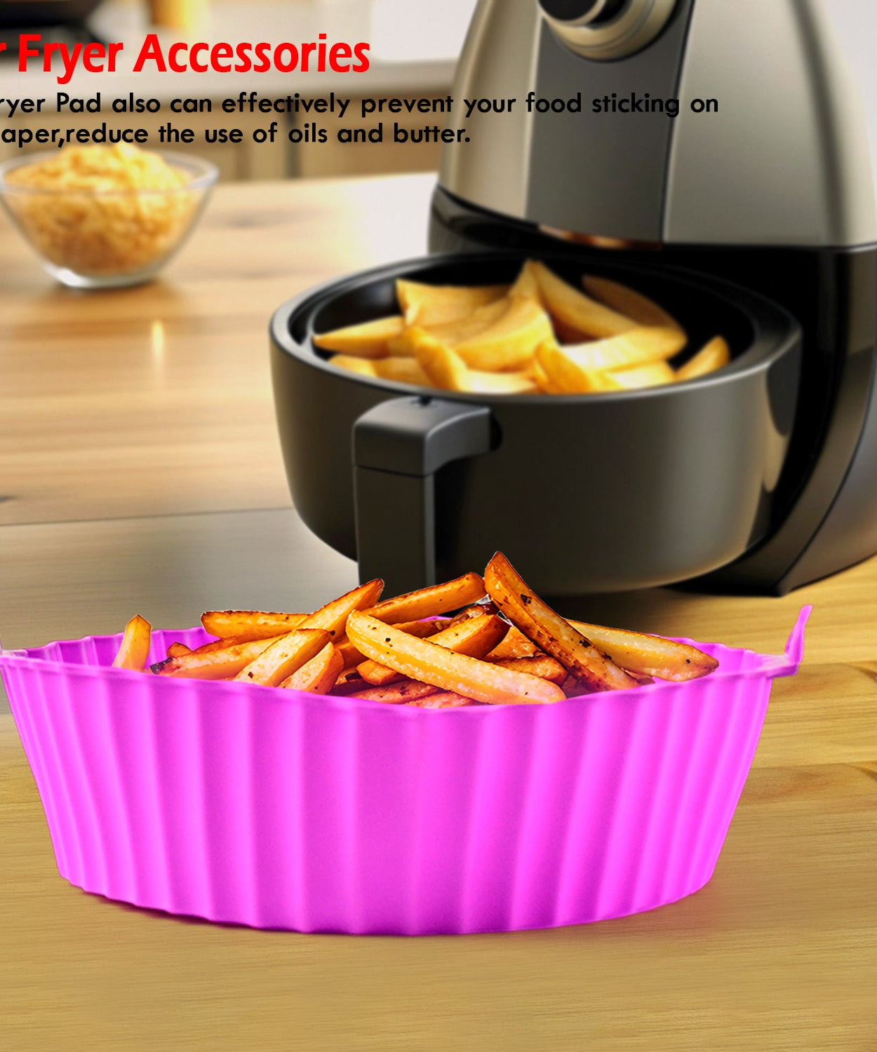 Air Fryer Reusable Silicone Pot with Handles (6 Pc set)