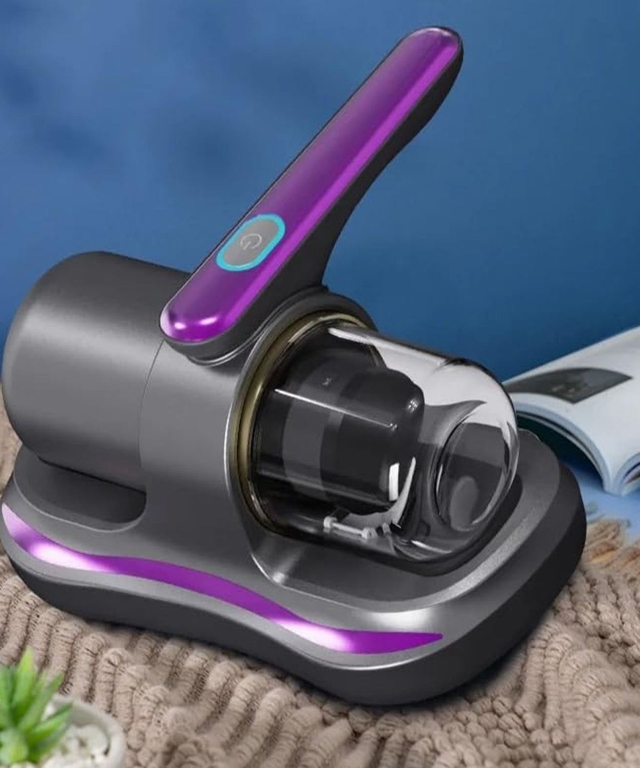 Powerful Suction Portable Handheld Vacuum Cleaner - Low Noise Vacuum Cleaner for Bed - Cordless Vacuum Cleaner for Car Seat Crevices Pillows, Mattresses, Sofas Wireless Anti Dust and Mite Cleaner