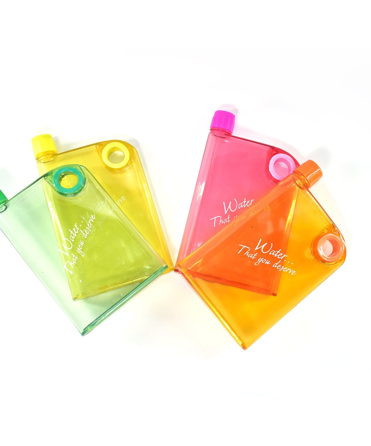 Notebook-style slim water bottle with vibrant colors.