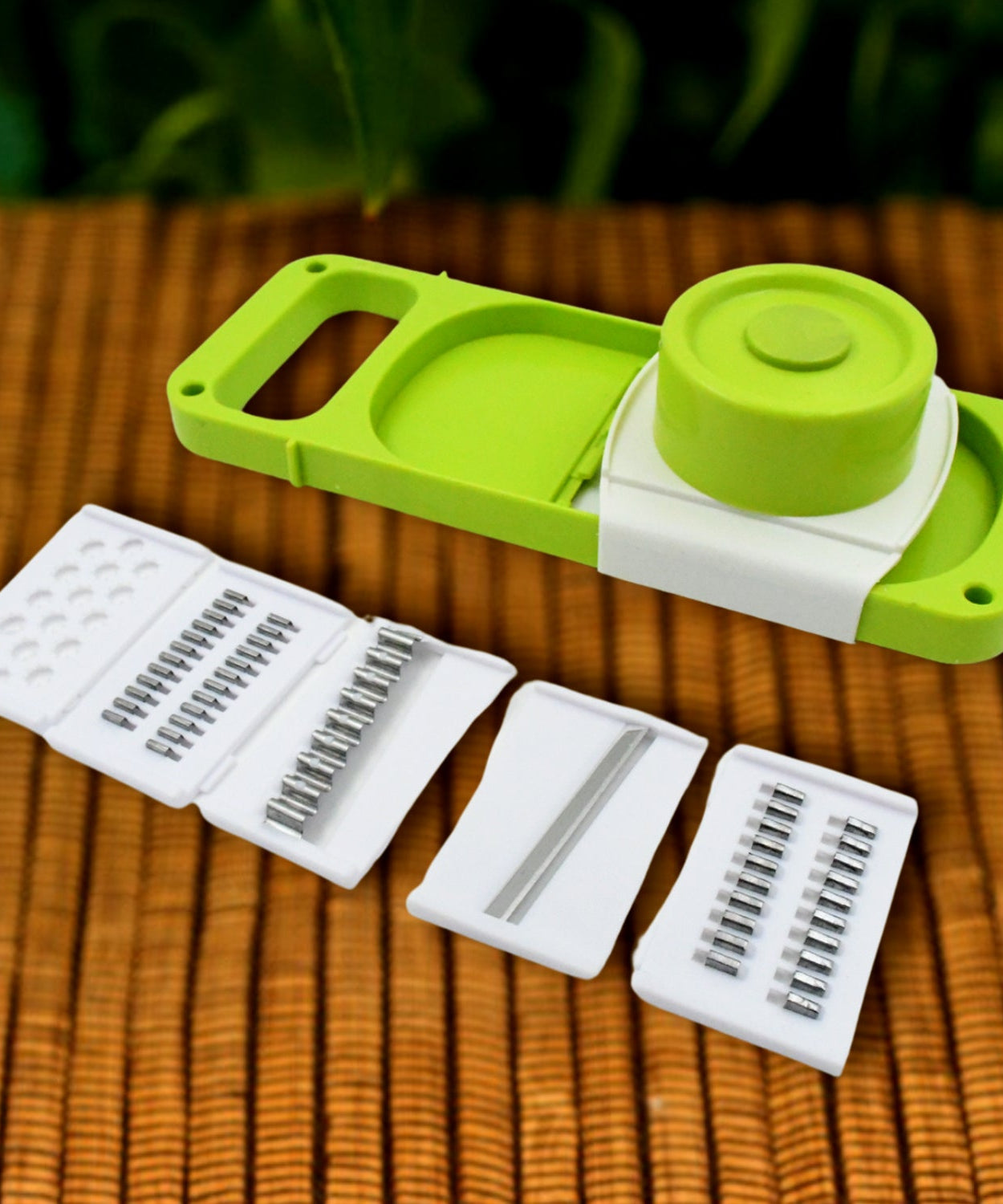 Slicer for Kitchen 5 in 1 Foldable Vegetable Slicer Blade Potato Cutter, Veggie Slicer, Onion Slicer, Julienne Grater with Protective Guards, Stainless Steel Blade