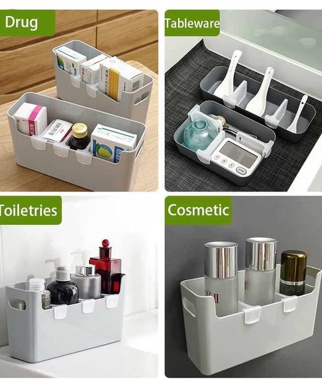 Plastic Storage Baskets Space allocator, Refrigerator Organizer Bins partition Clip (10 Pcs Set)