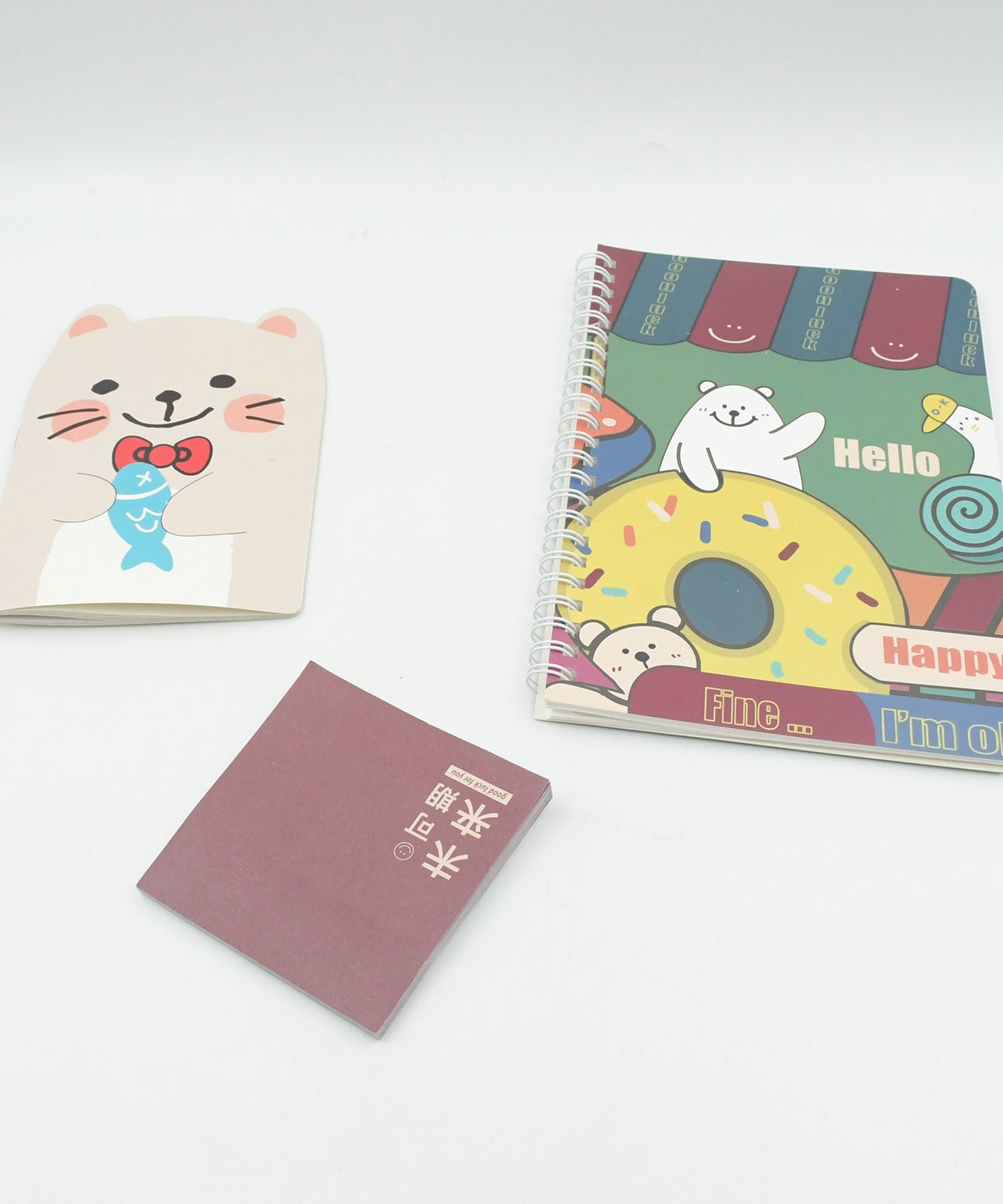 Cartoon-themed school box with diary, pen, and stickers