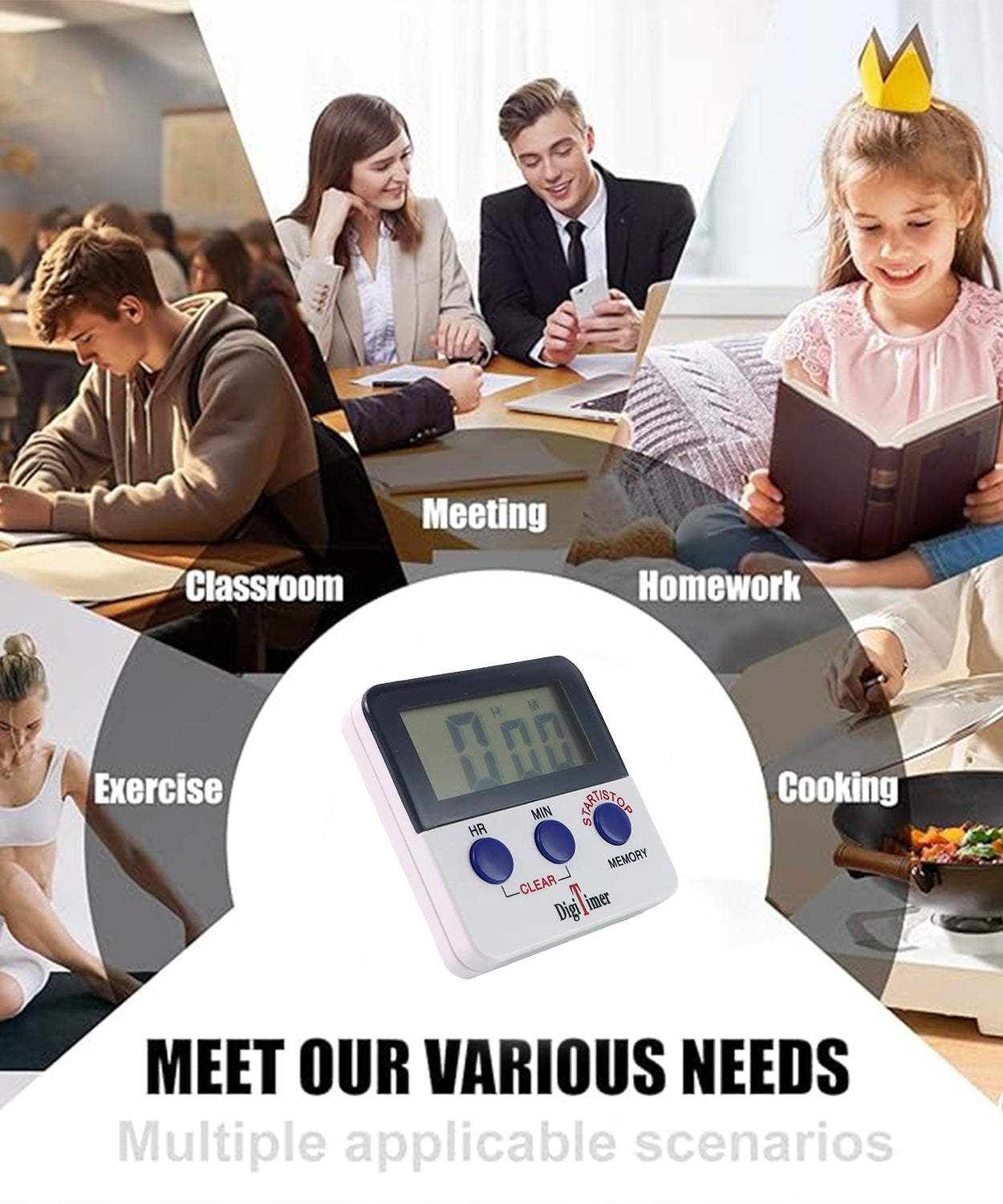 Digital Kitchen Timer with Alarm | Stop Watch Timer for Kitchen | Kitchen Timer with Magnetic Stand |Timer Clock for Study