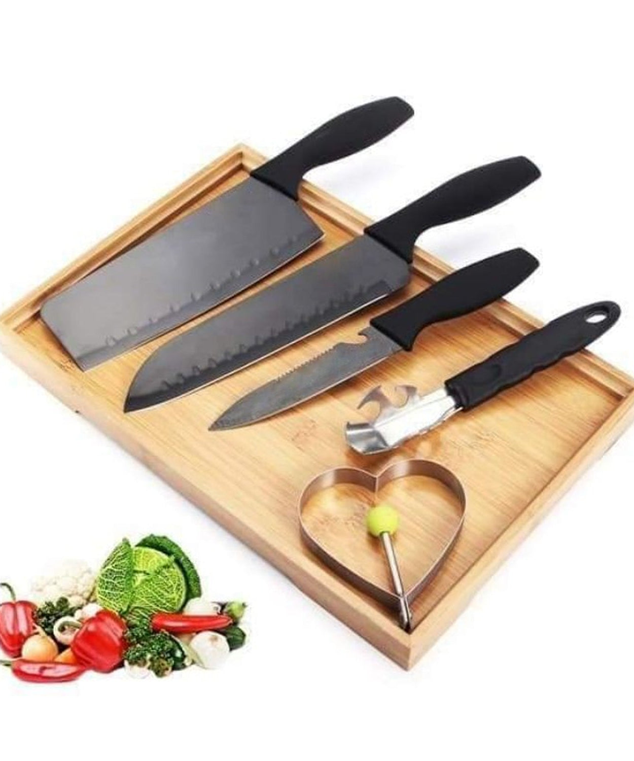 Stainless steel chef knife set, 5 pcs