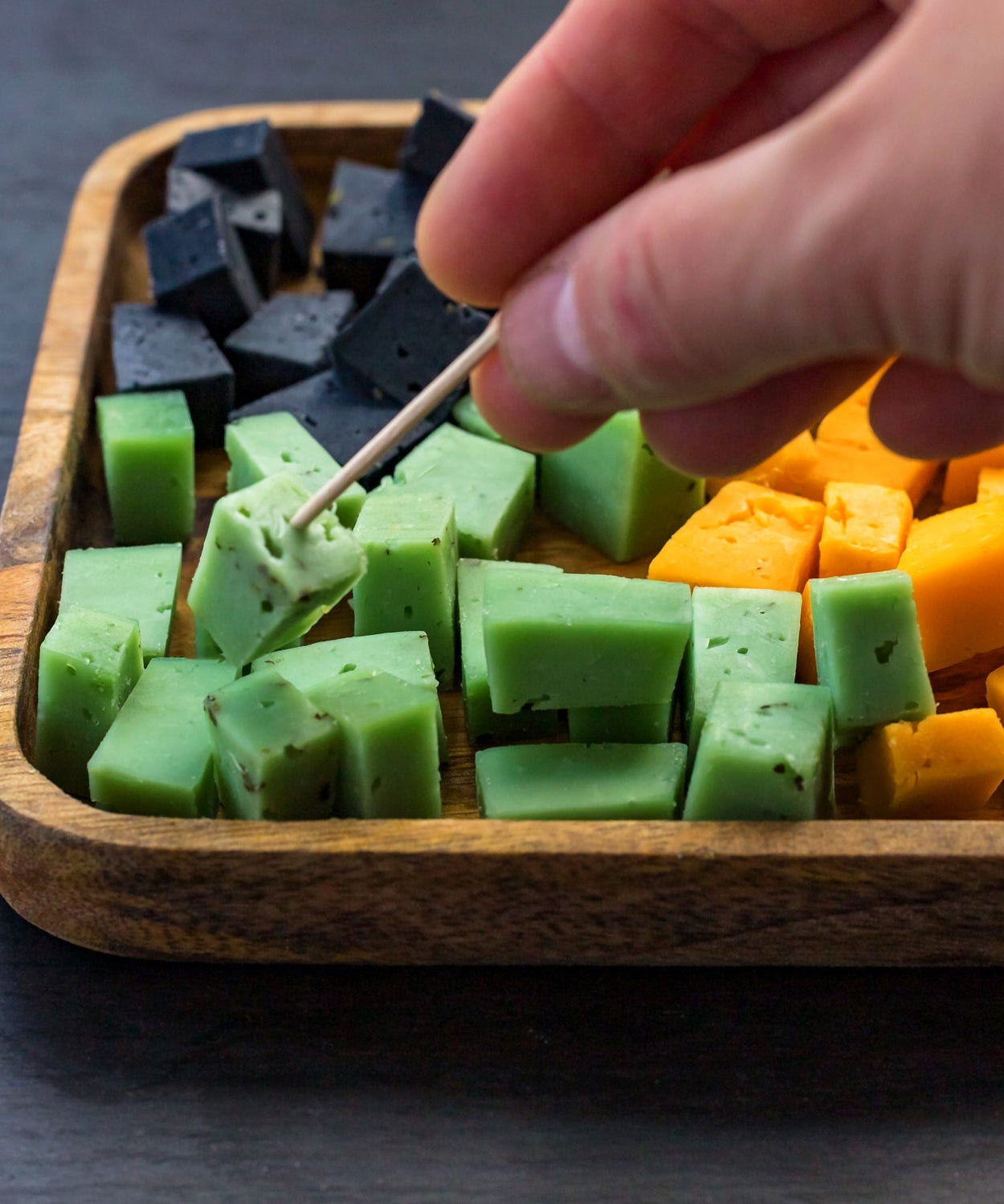 Wood toothpicks side view of storage box
