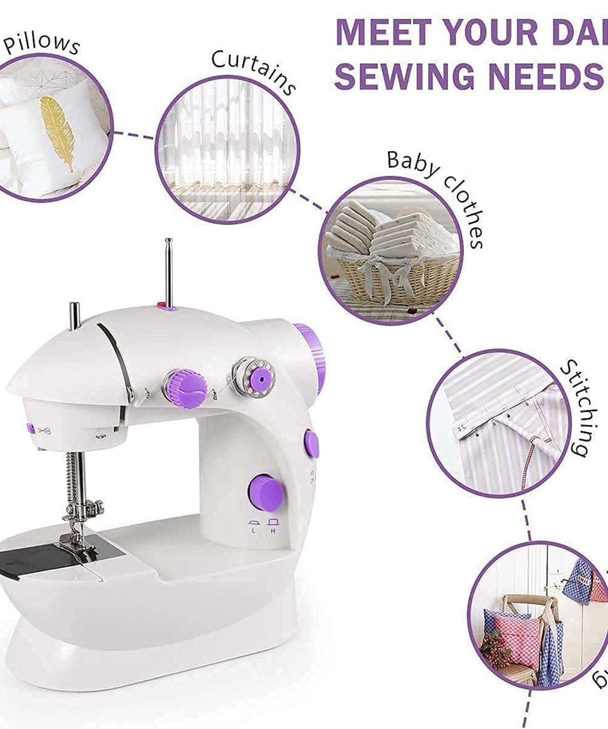 Home Tailoring Sewing Machine With Extension Table Set, Foot Pedal, Adapter Mini Electric Silai Machine, Portable Stitching Machine/Tailoring Machine