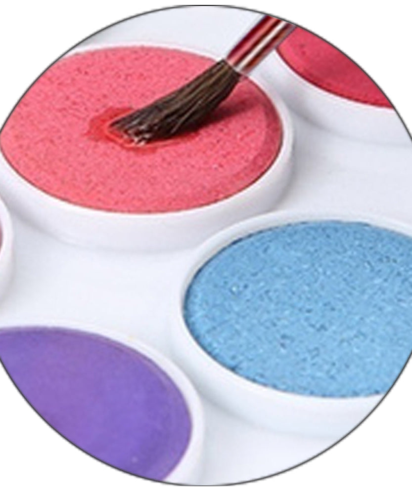 13-piece watercolor kit including 12 colors and brush.