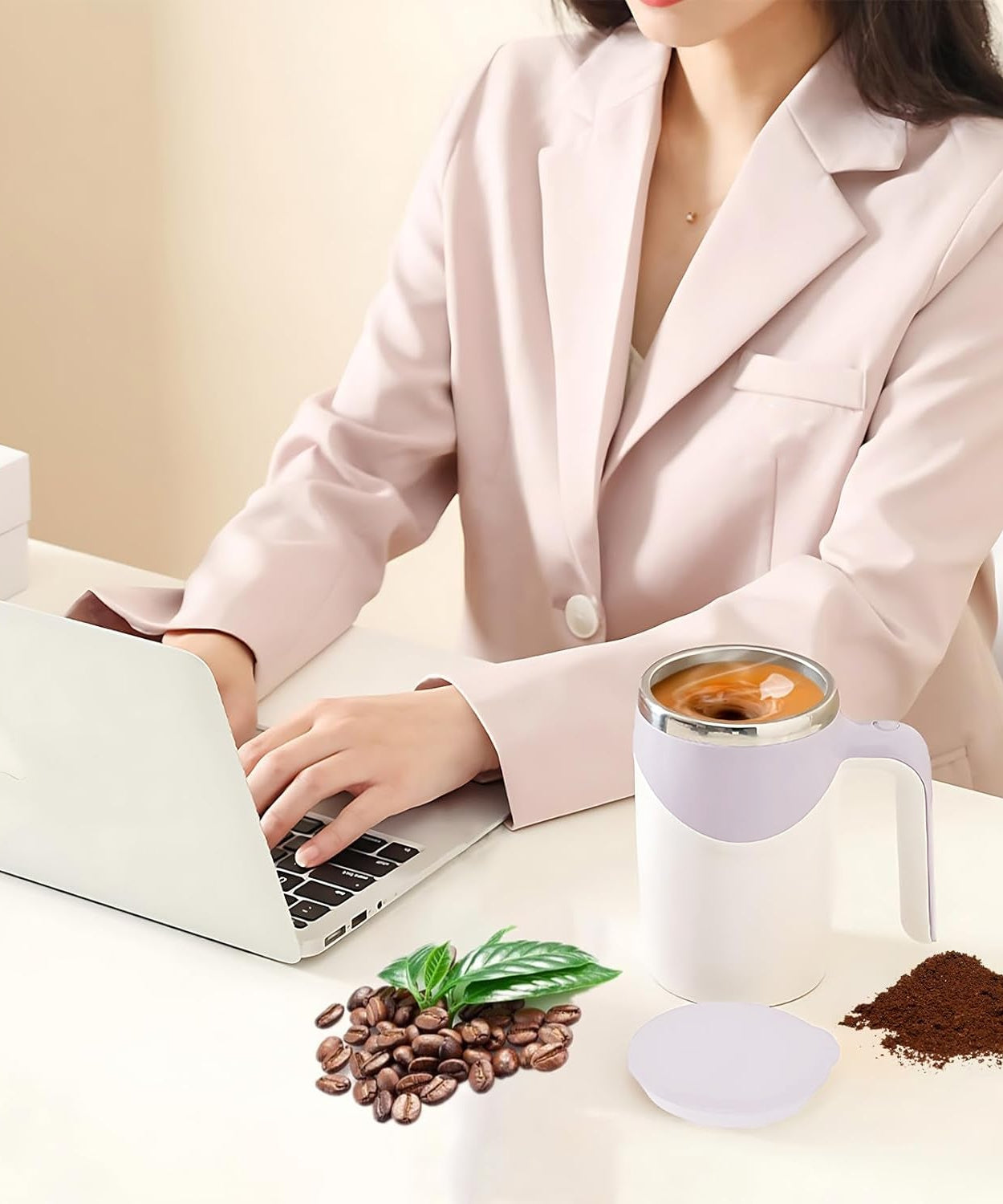 Stirring Coffee Mug | Magnetic Stirring Coffee Cup | Stainless Steel Mug for Milk | Travel Mixing Cup | Self Stirring Coffee Mug, Suitable for Coffee / Milk / Hot Chocolat | Battery Operated ( Battery Not Included)