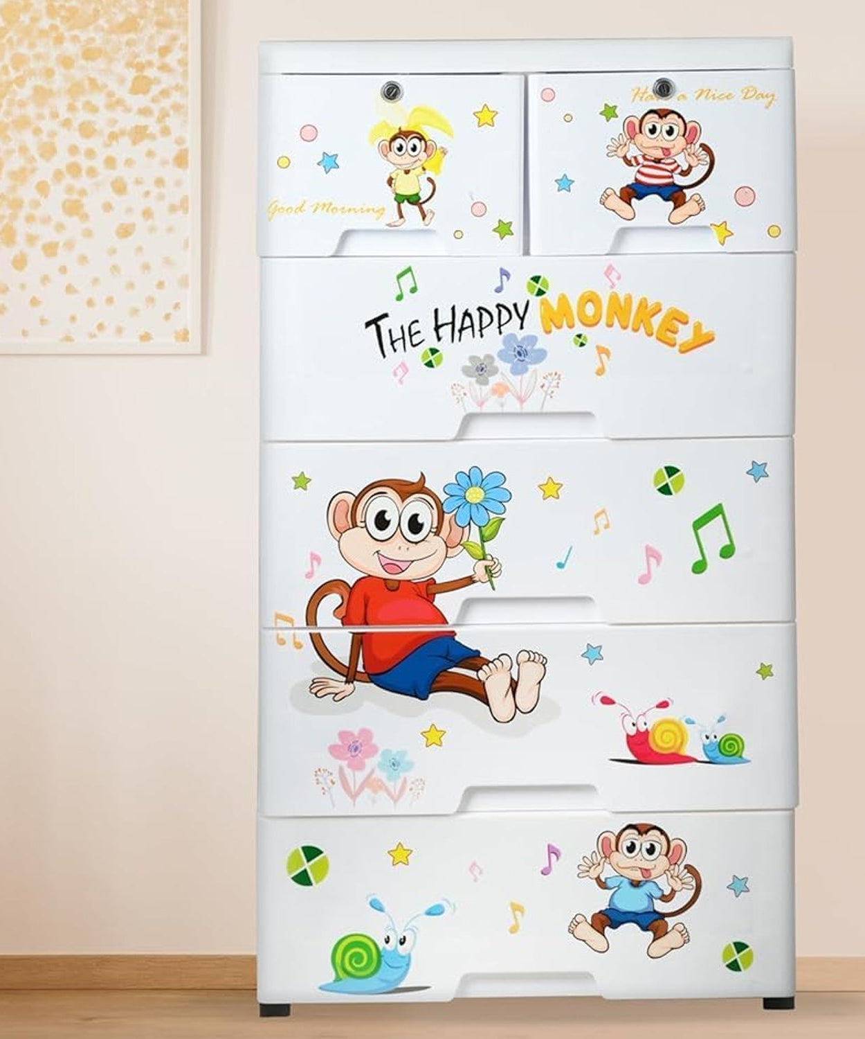 Kid's Plastic Chest of 6 Drawers, Multi-Purpose Storage Organizer/Wardrobe for Kids