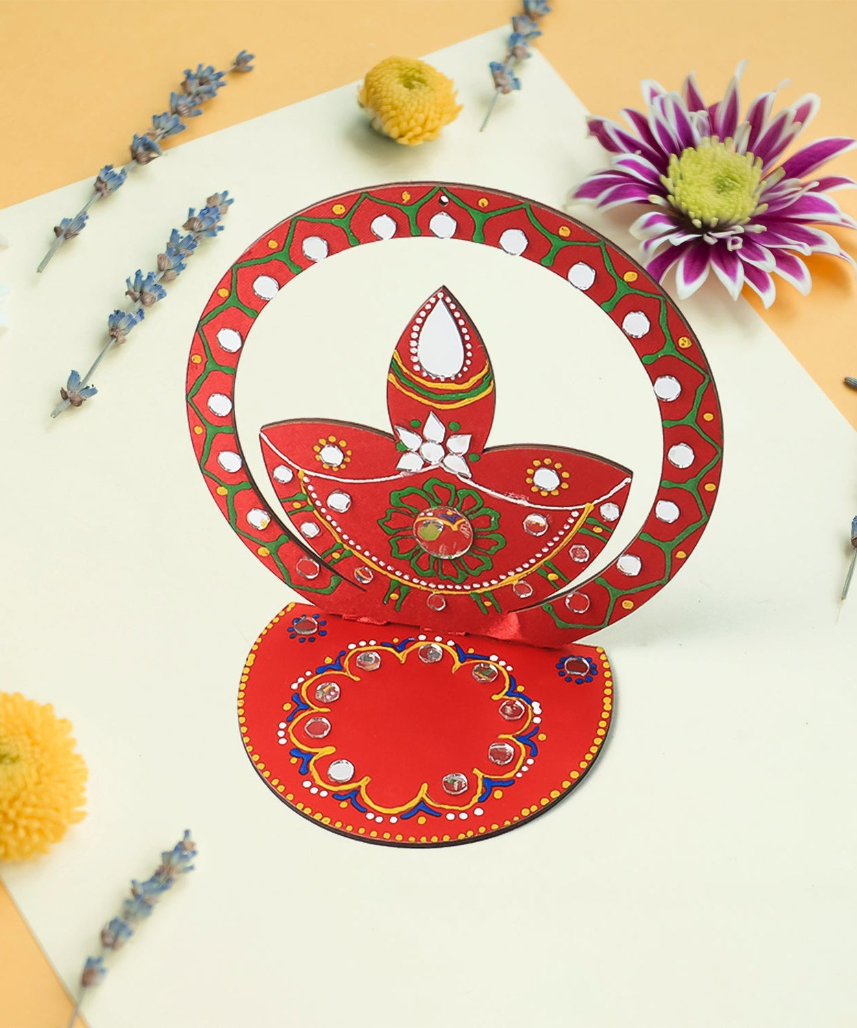 Handcrafted Wooden Decorative Diya Stand (1 Pc)