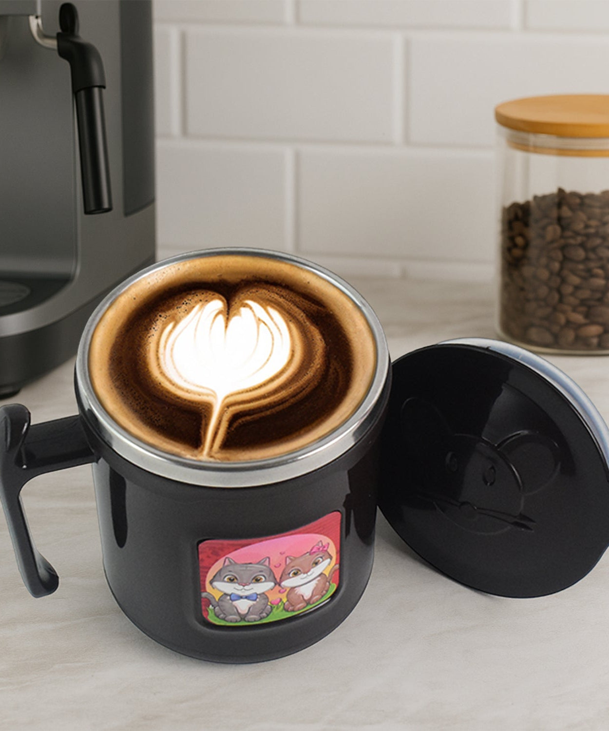 1 Pc Apex Cat Mug – 250 ml Stainless Steel Insulated Inner with Cute Cat Print