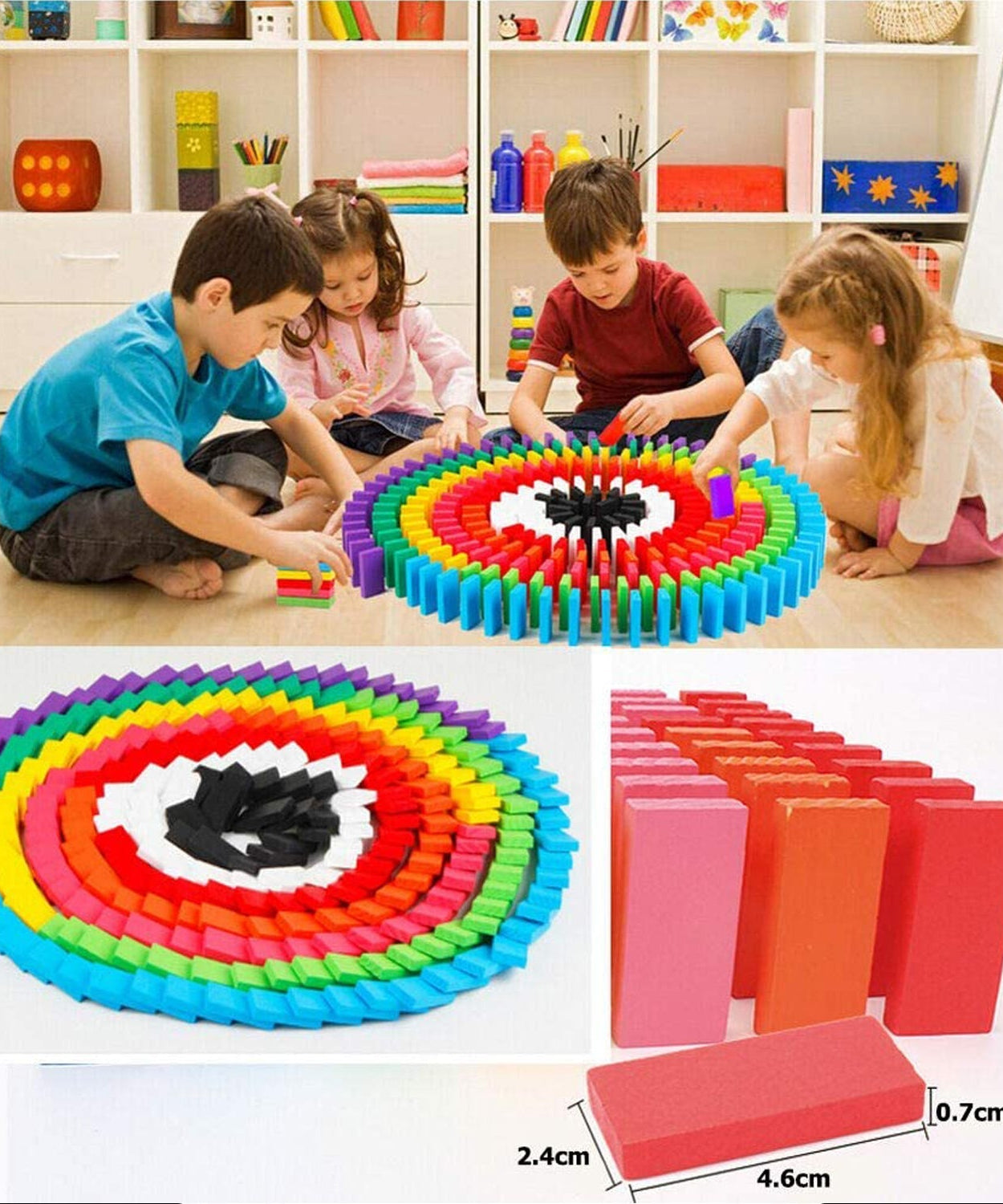 Colorful wooden domino blocks