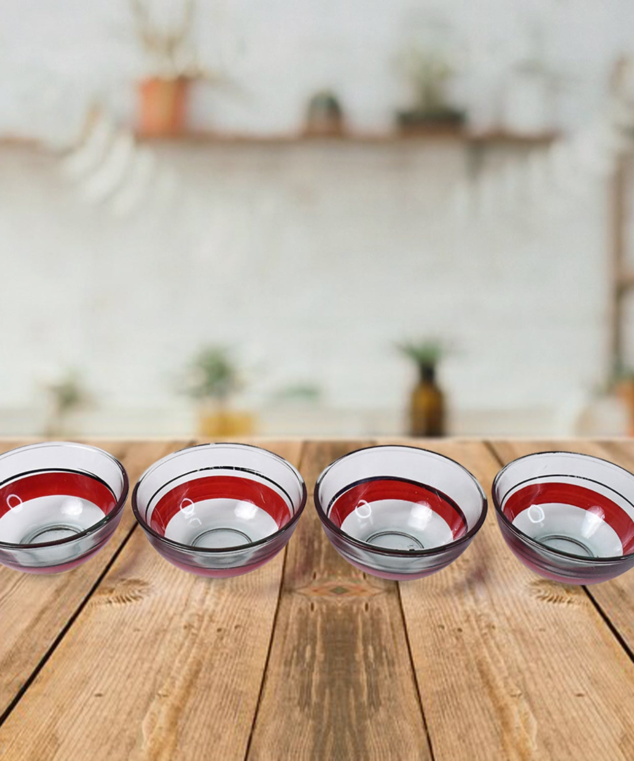 Healthy Choice Set Of 4pc Ceramic Cup And 4pc Glass Bowl With Plastic Plate (9 Pcs Set)