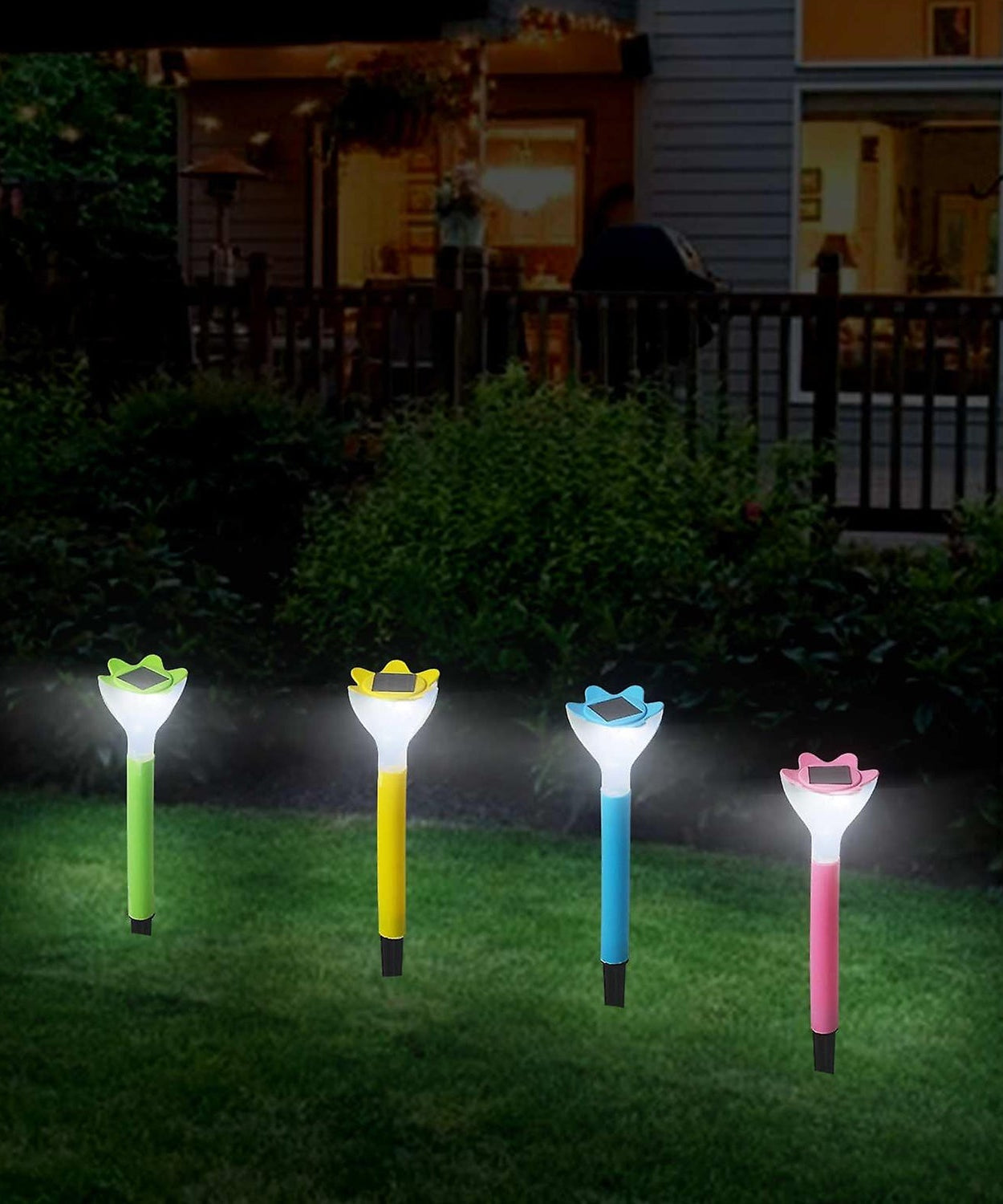Street Light Solar Flowers Lights Road Light Flower Landscape Light Decorative Yard Lights Solar Lights Garden Stake Flower Lights Solar Landscape Light in Outdoor Spotlight (2 Pc )