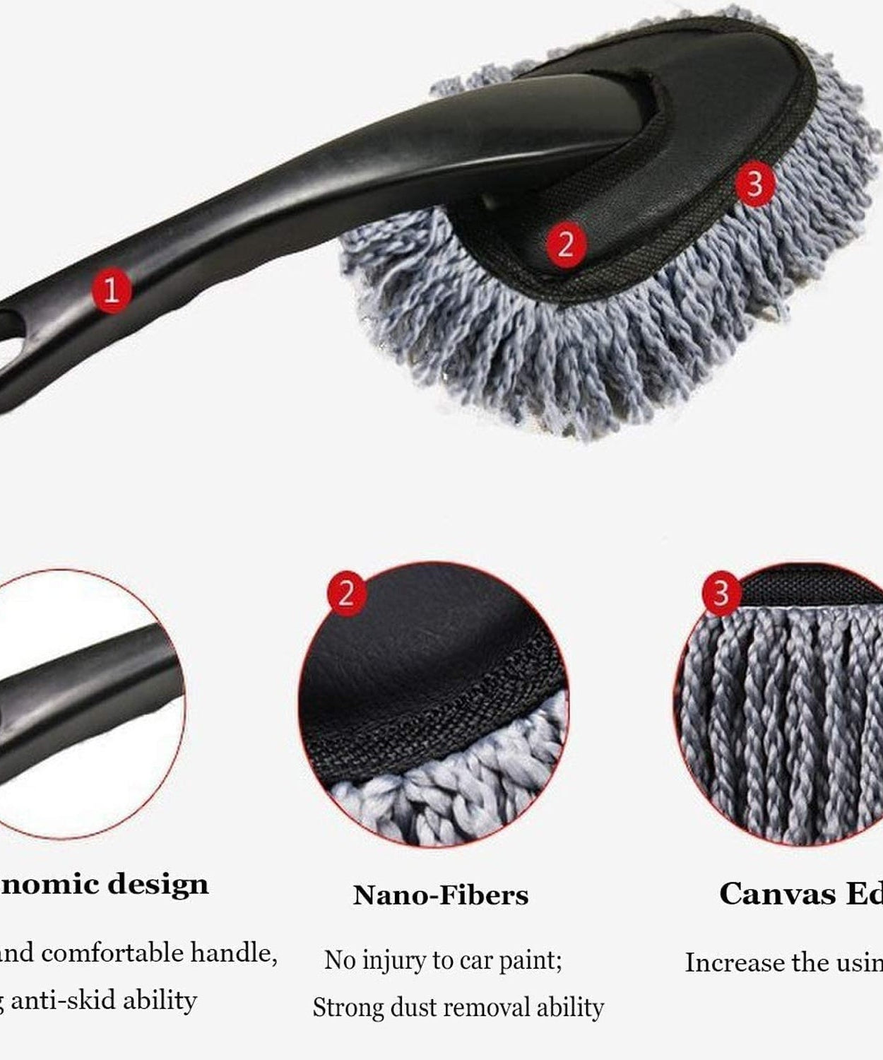 Dust mop brush for car cleaning, microfiber, for windows and exterior.