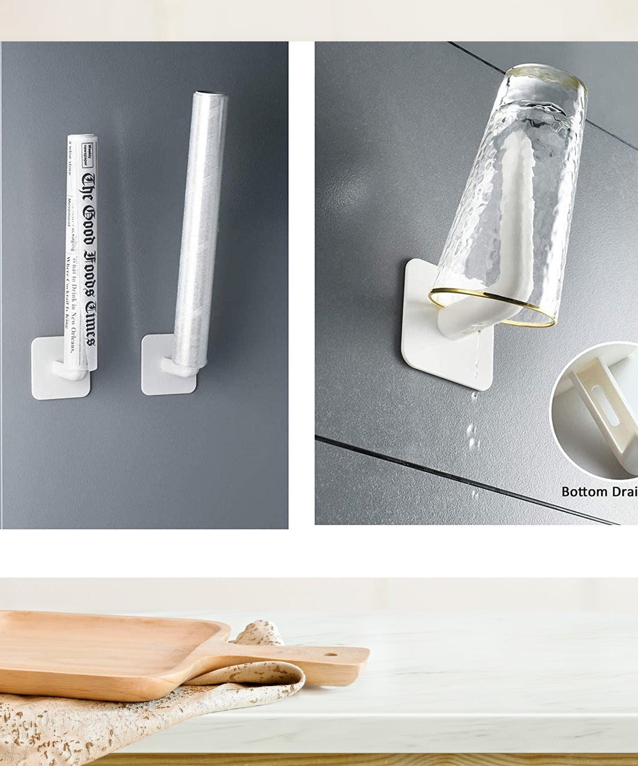 Paper towel holder with hooks