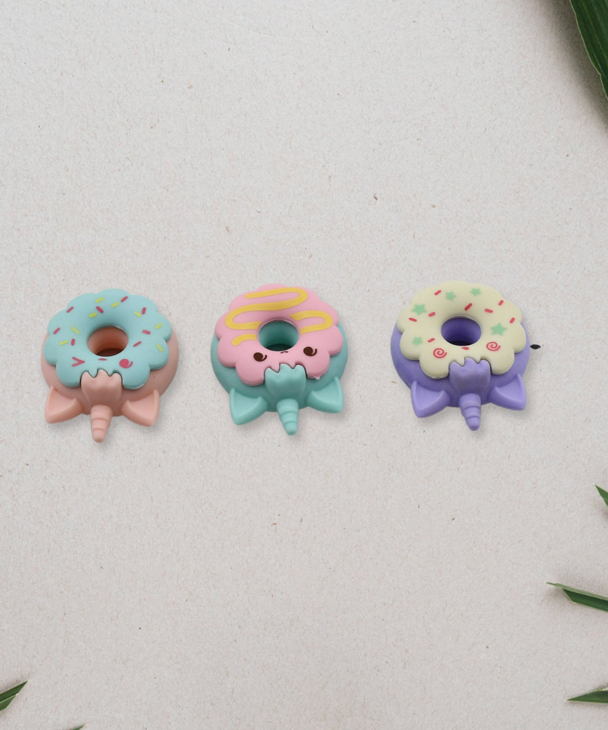 Donut erasers in colorful cartoon design