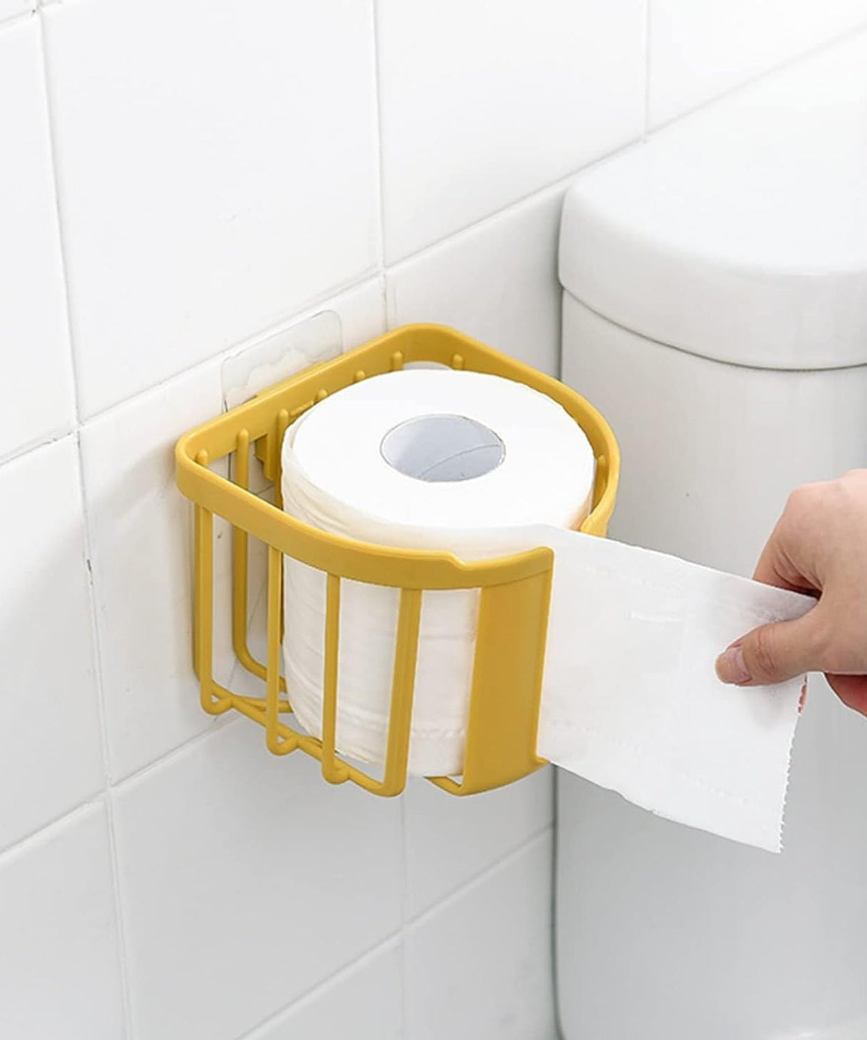 Toilet Paper Holder Bathroom, Tissue Roll Wall Mounted Plastic Bathroom Toilet Paper Roll Holder, Tissue Holder with Storage and Dispenser for Bathroom, Kitchen, Washroom | 14 x 13.5 x 11 Cm