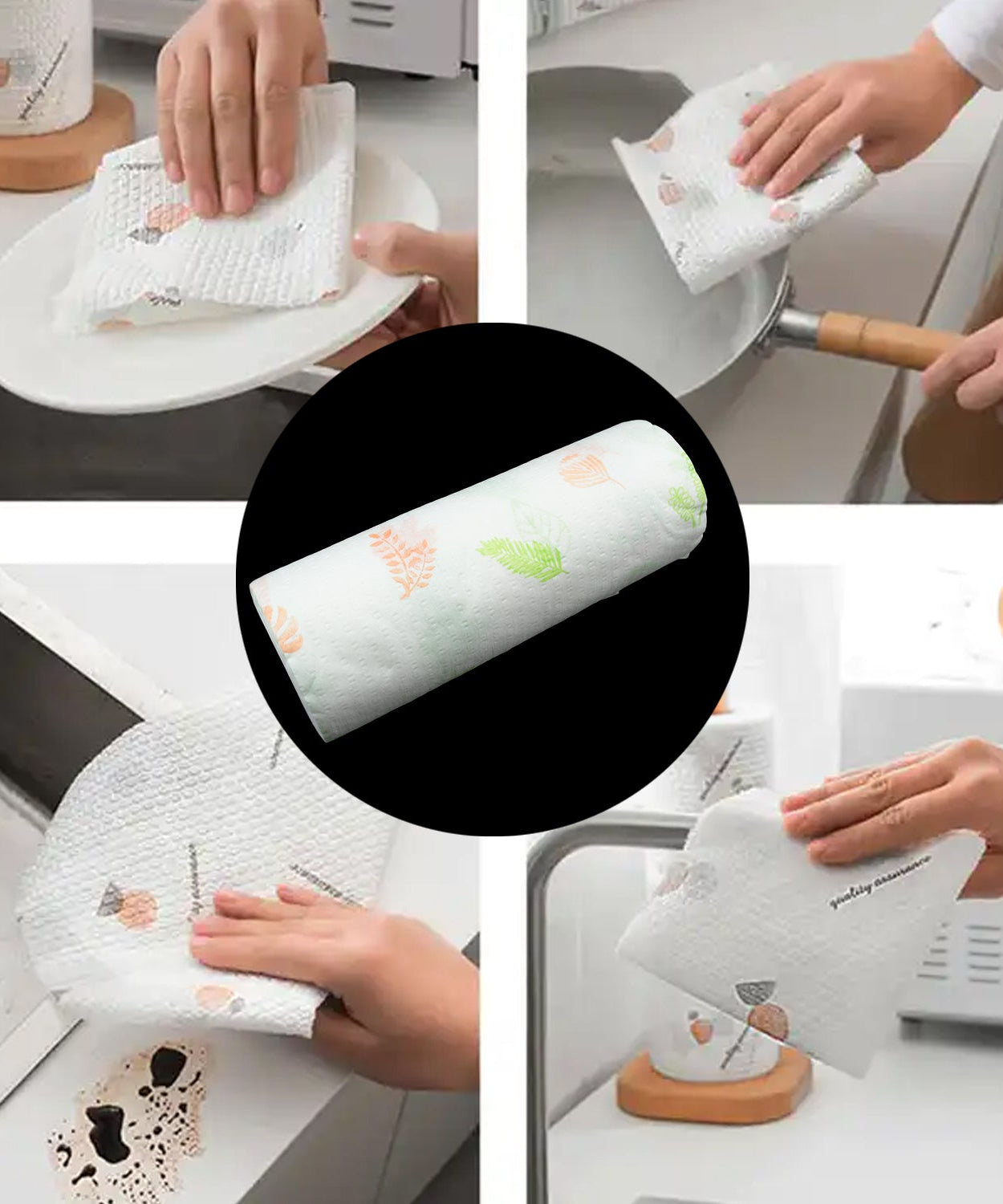 Non Woven Reusable and Washable Kitchen Printed Tissue Roll Non-stick Oil Absorbing Paper Roll Kitchen Special Paper Towel Wipe Paper Dish Cloth Cleaning Cloth 40 sheets / Pulls