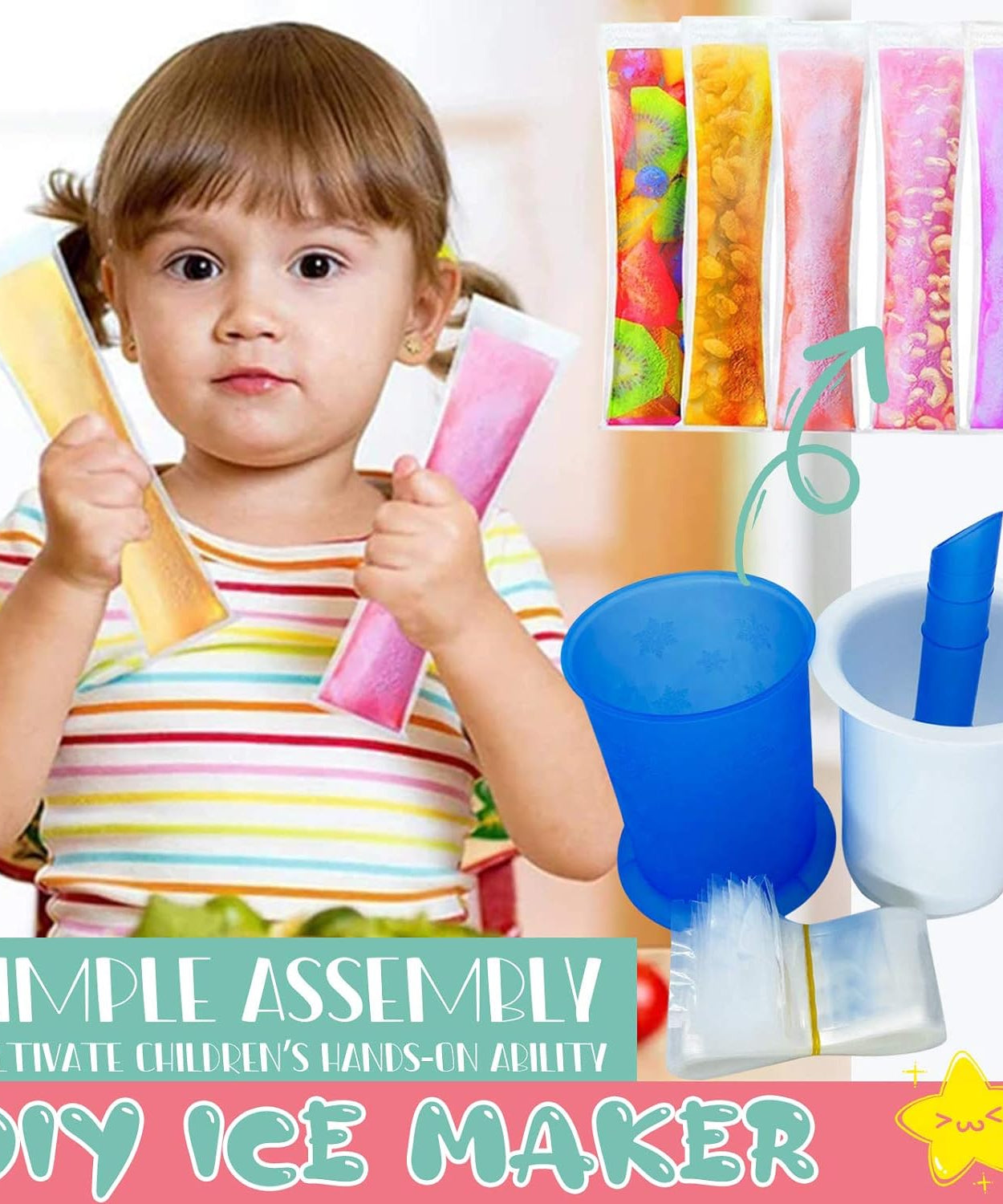 DIY Manual Popsicle Maker – Reusable Ice Cream Mold (Approx 20 Pcs Packing Bag)