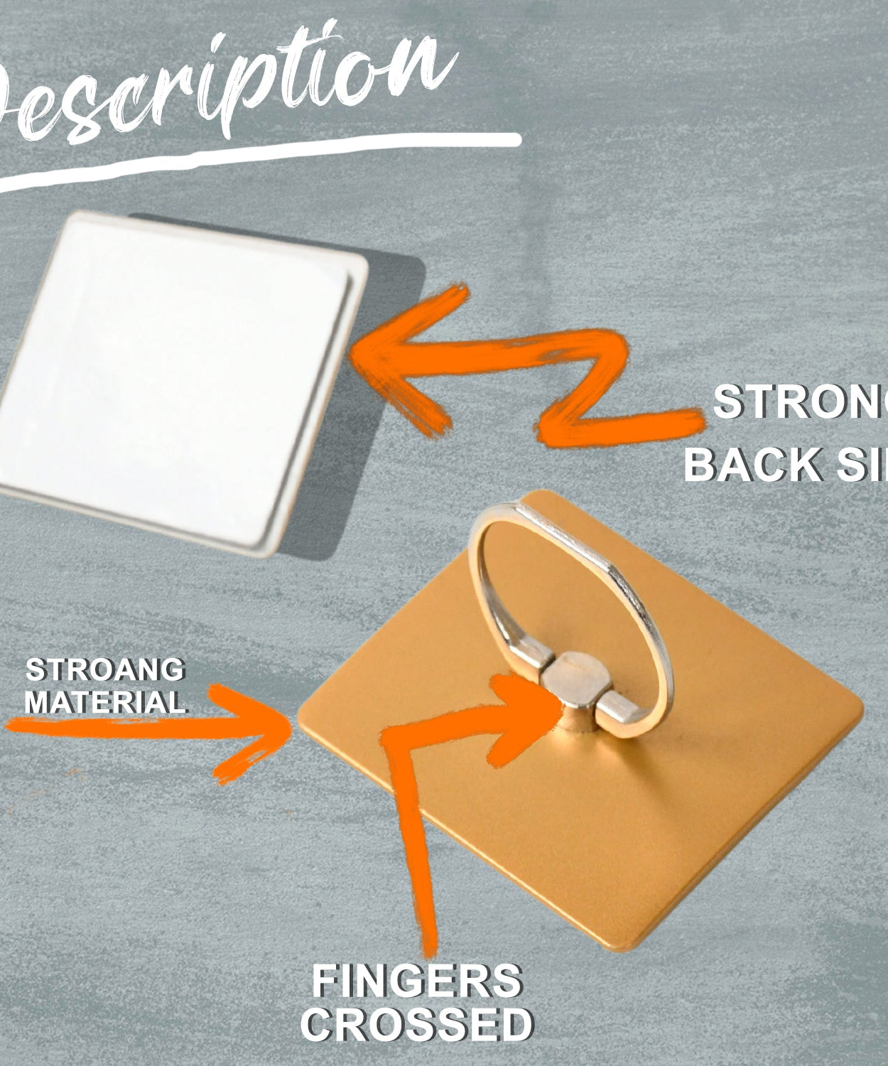 Phone ring stand with 360° rotation feature