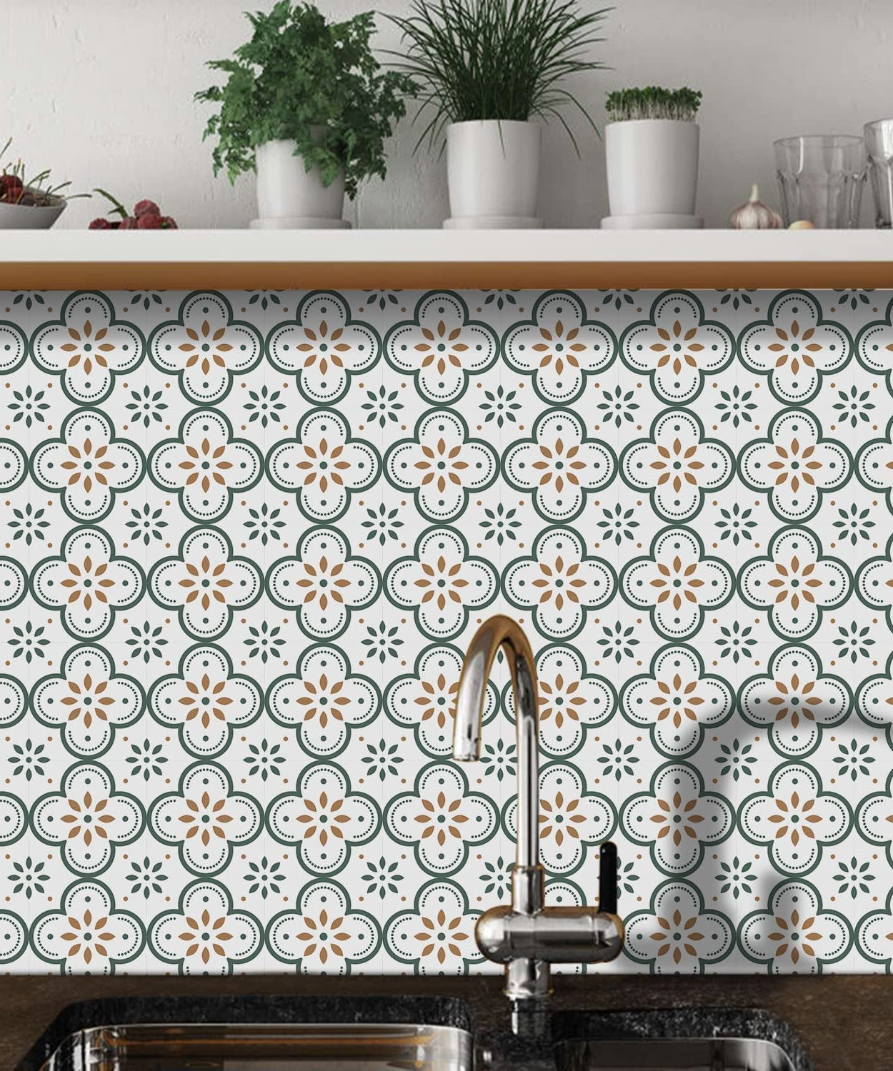 Peel and Stick Floor Tiles Kitchen / Bathroom Backsplash Sticker Detachable Waterproof DIY Tile Stickers for Wall Decoration Tiles Home Decoration (8x8 Inch / 10 Pcs Set)