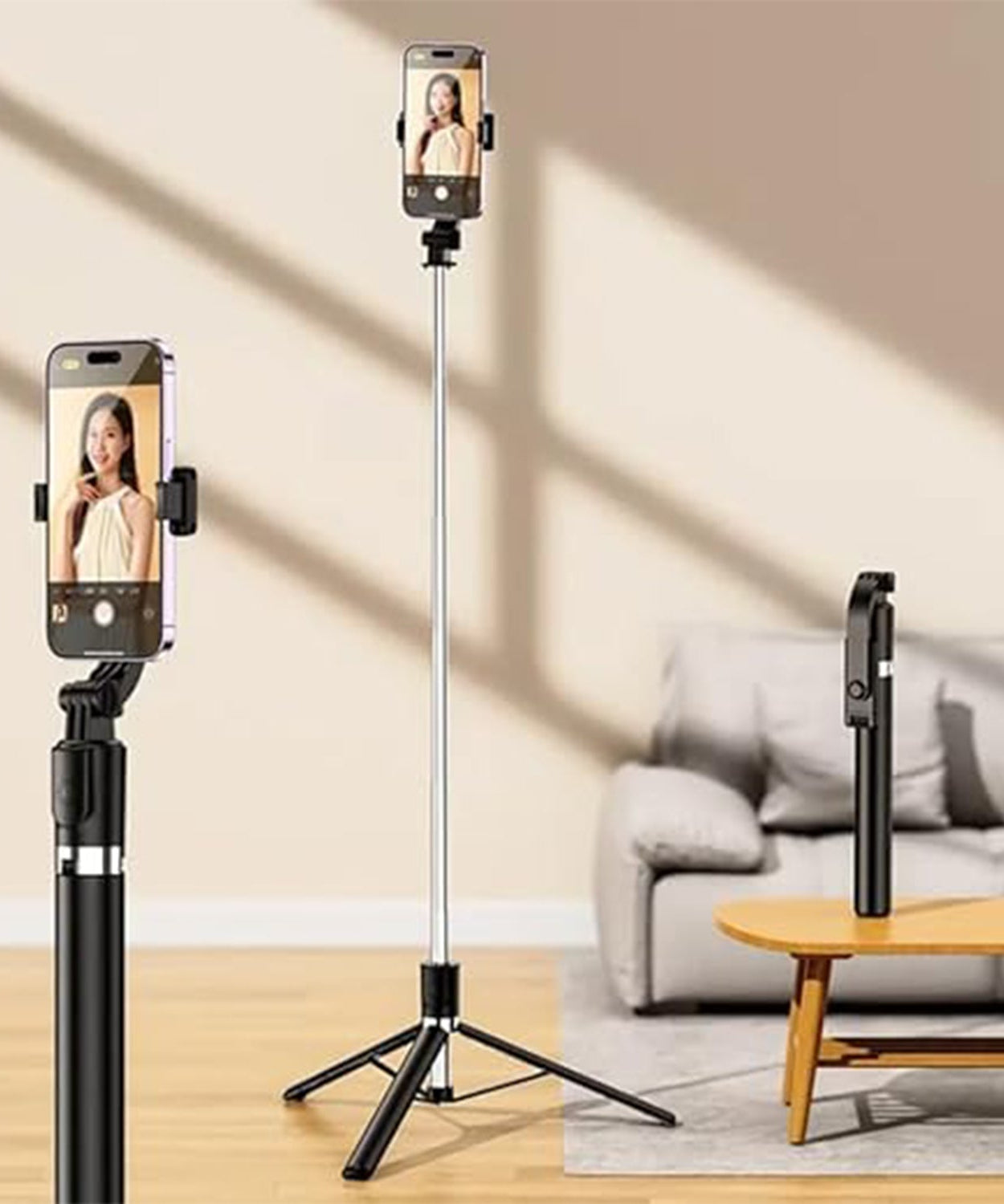 Selfie Stick with Tripod Stand (1 Pc / 160 Cm Long Approx)