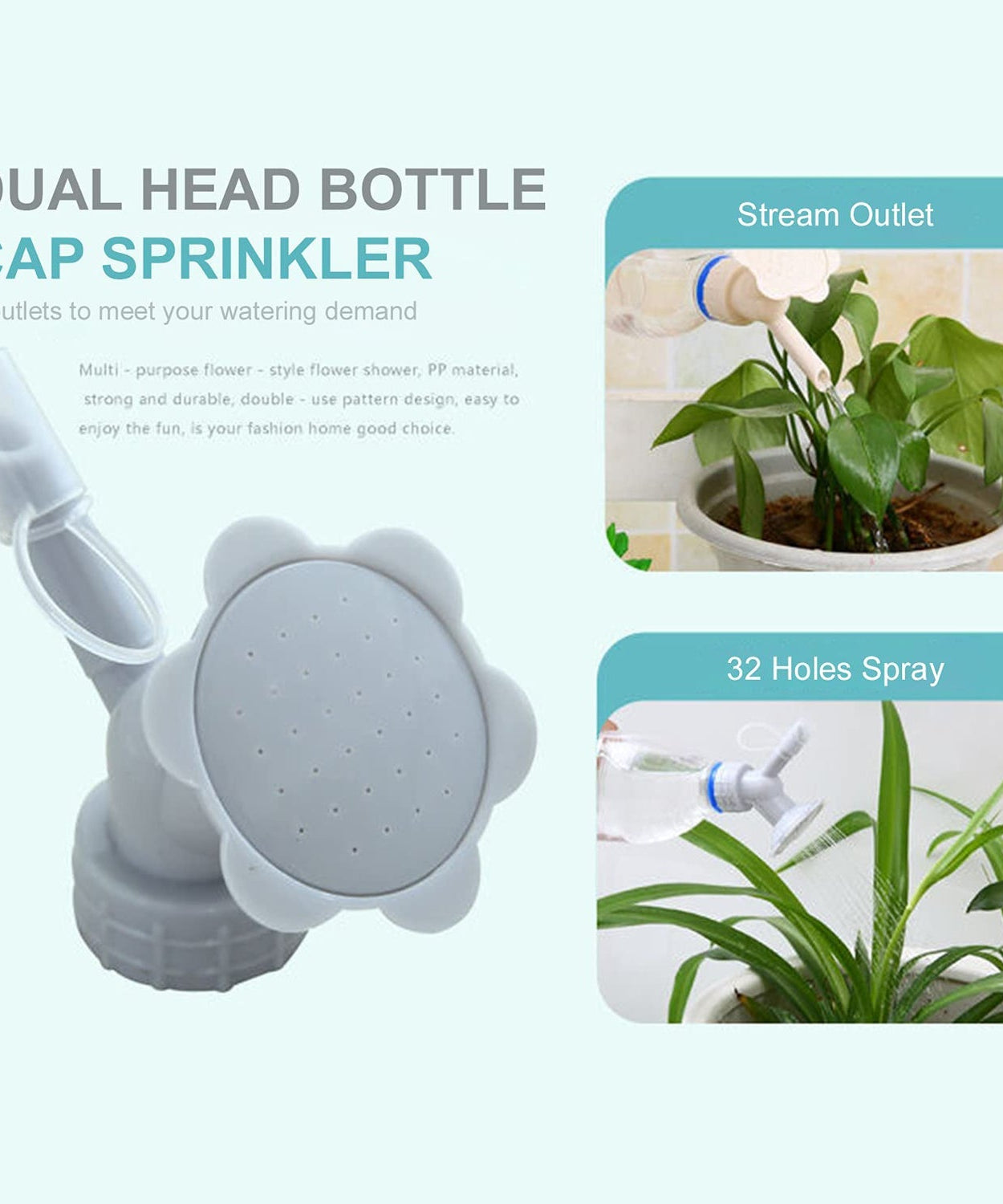 Watering spout with dual heads