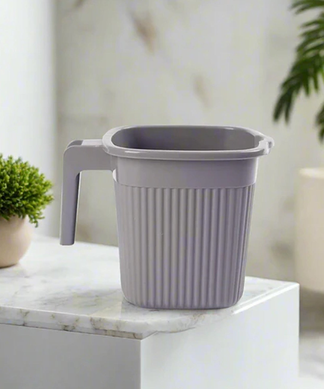 Plastic Square Bath Water Mug (4 Pc / 1000 ML / Mix Color)